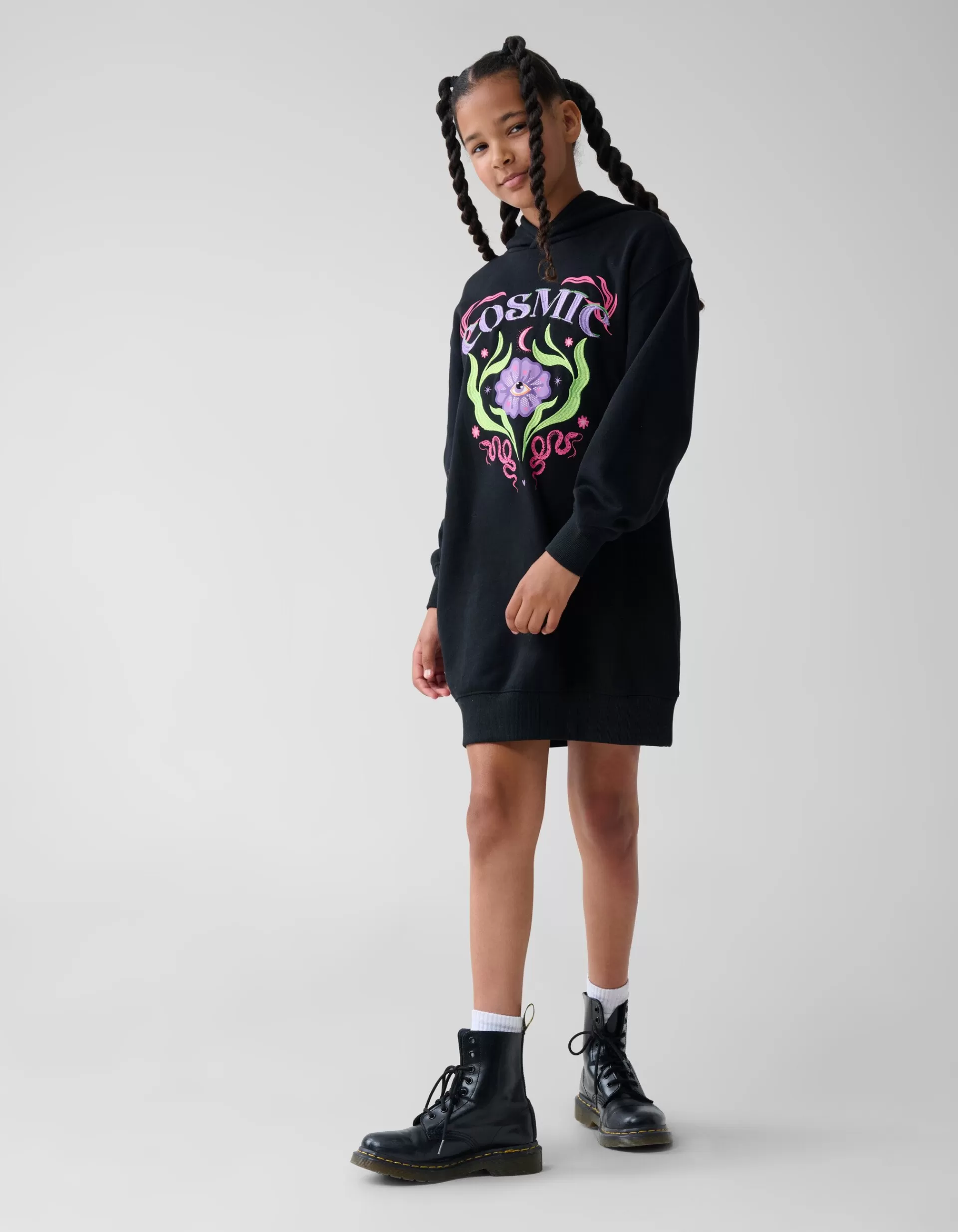 Artwork Hoodie Jurk Zwart>Shoeby Online