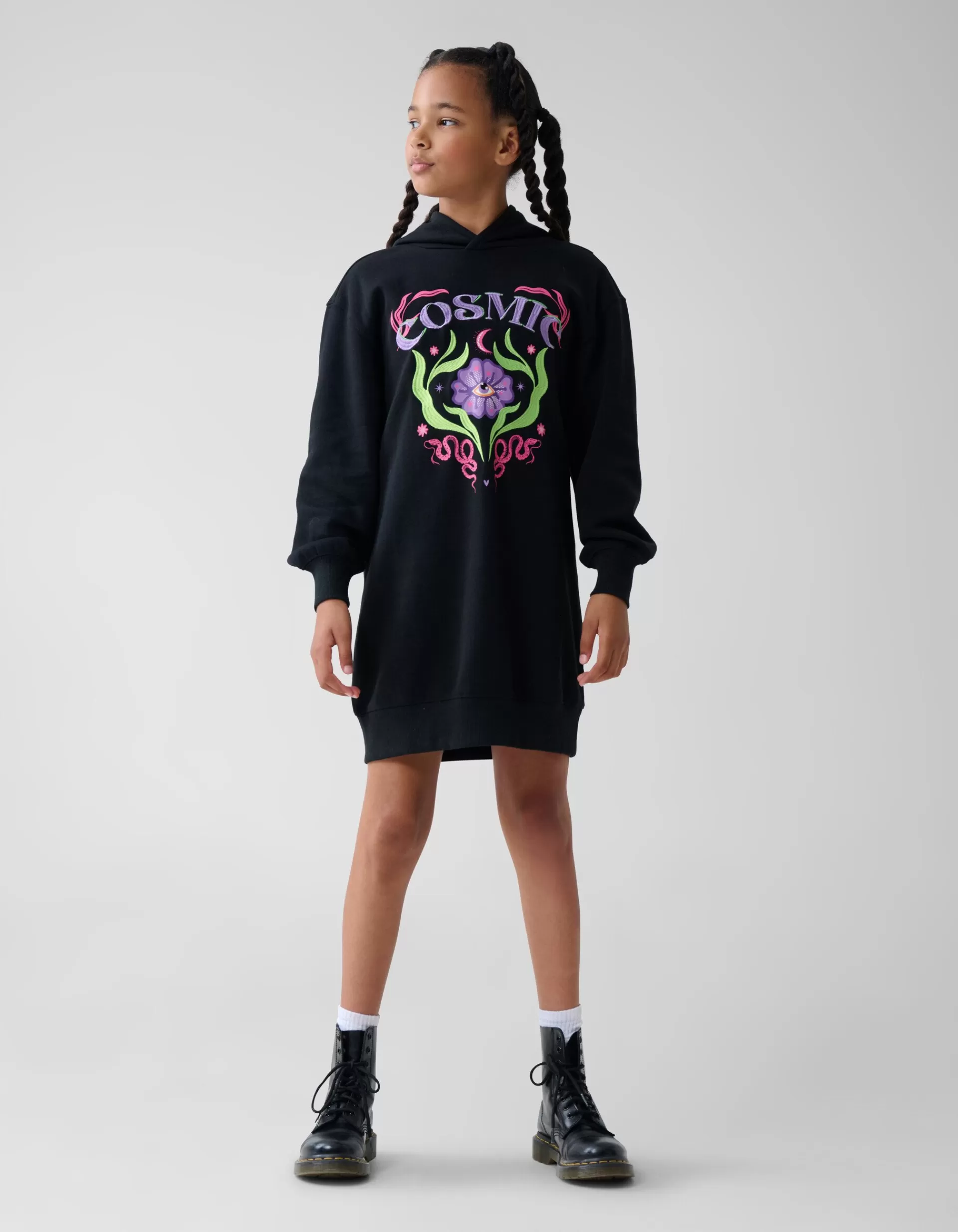 Artwork Hoodie Jurk Zwart>Shoeby Online