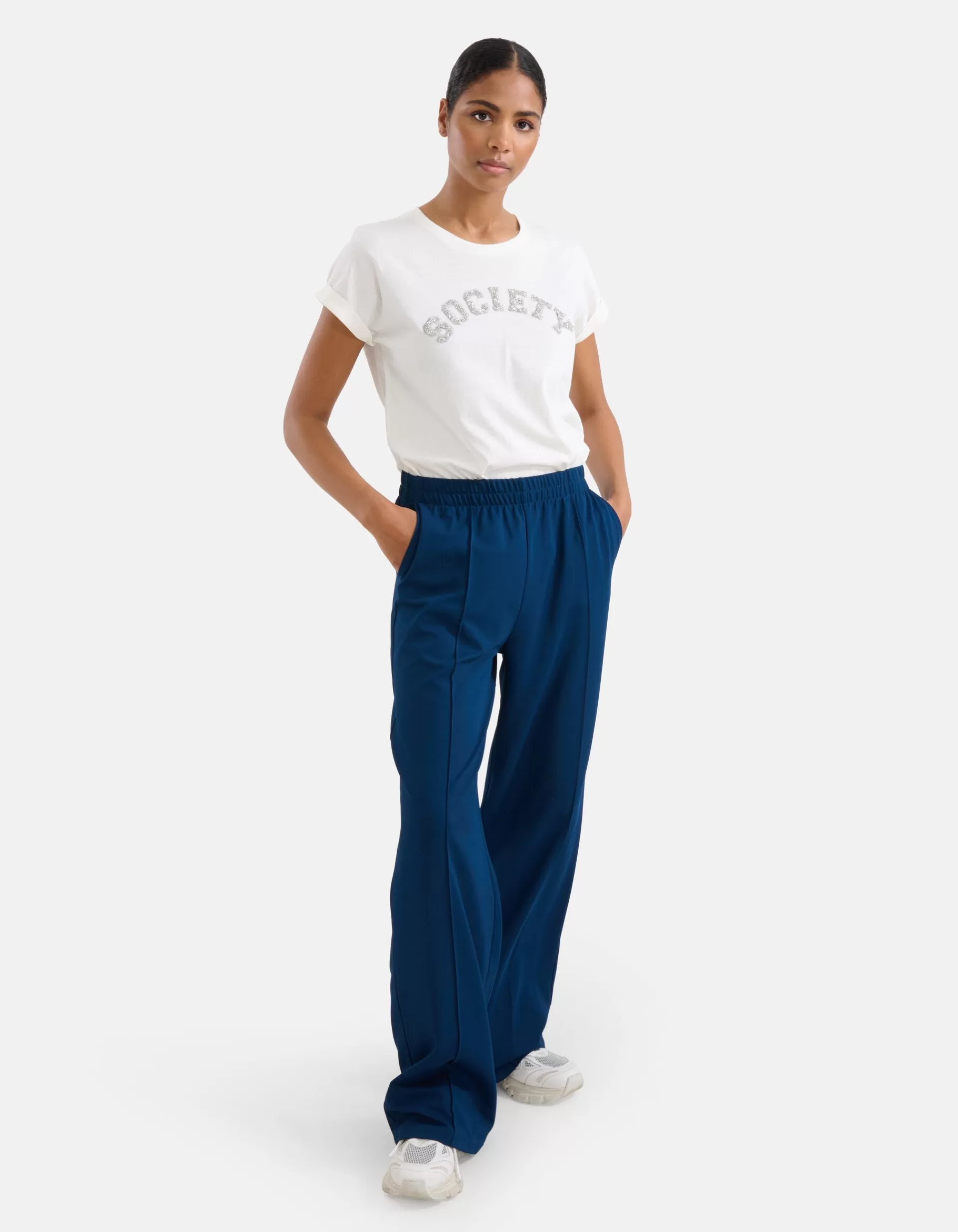 Basic Wide Leg Broek Blauw>Shoeby Hot