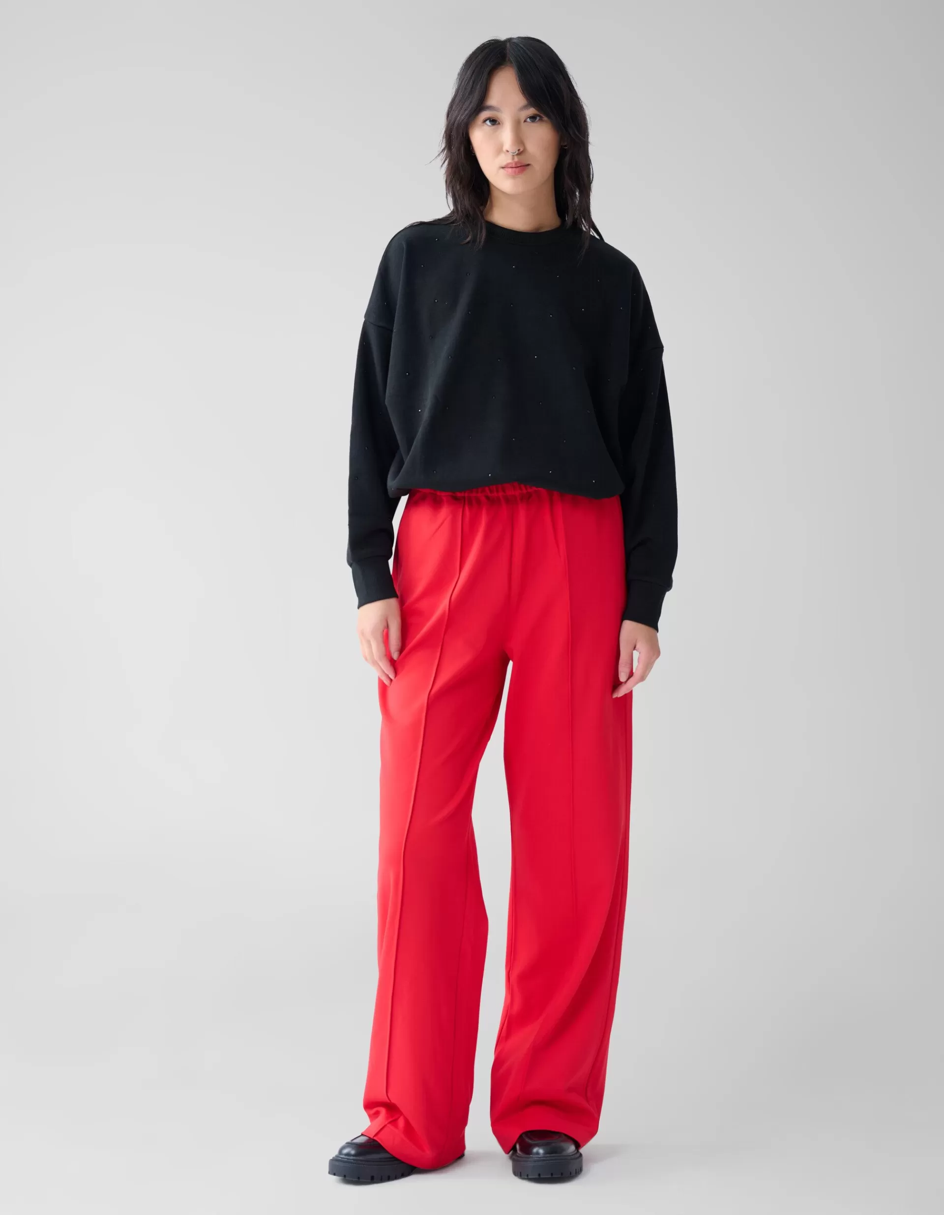 Basic Wide Leg Broek Rood>Shoeby Best