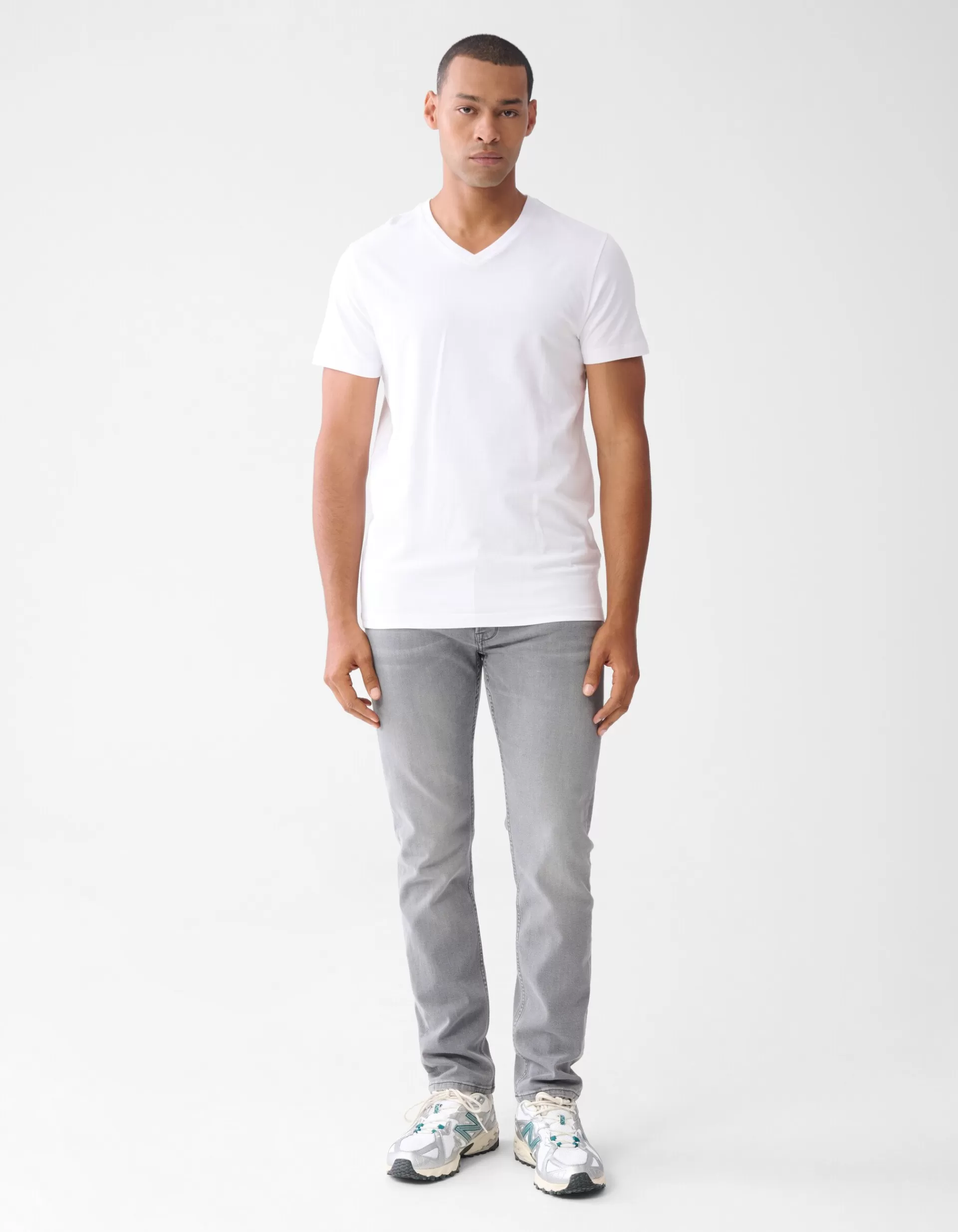 Basis V-hals T-shirt Wit>Shoeby Fashion