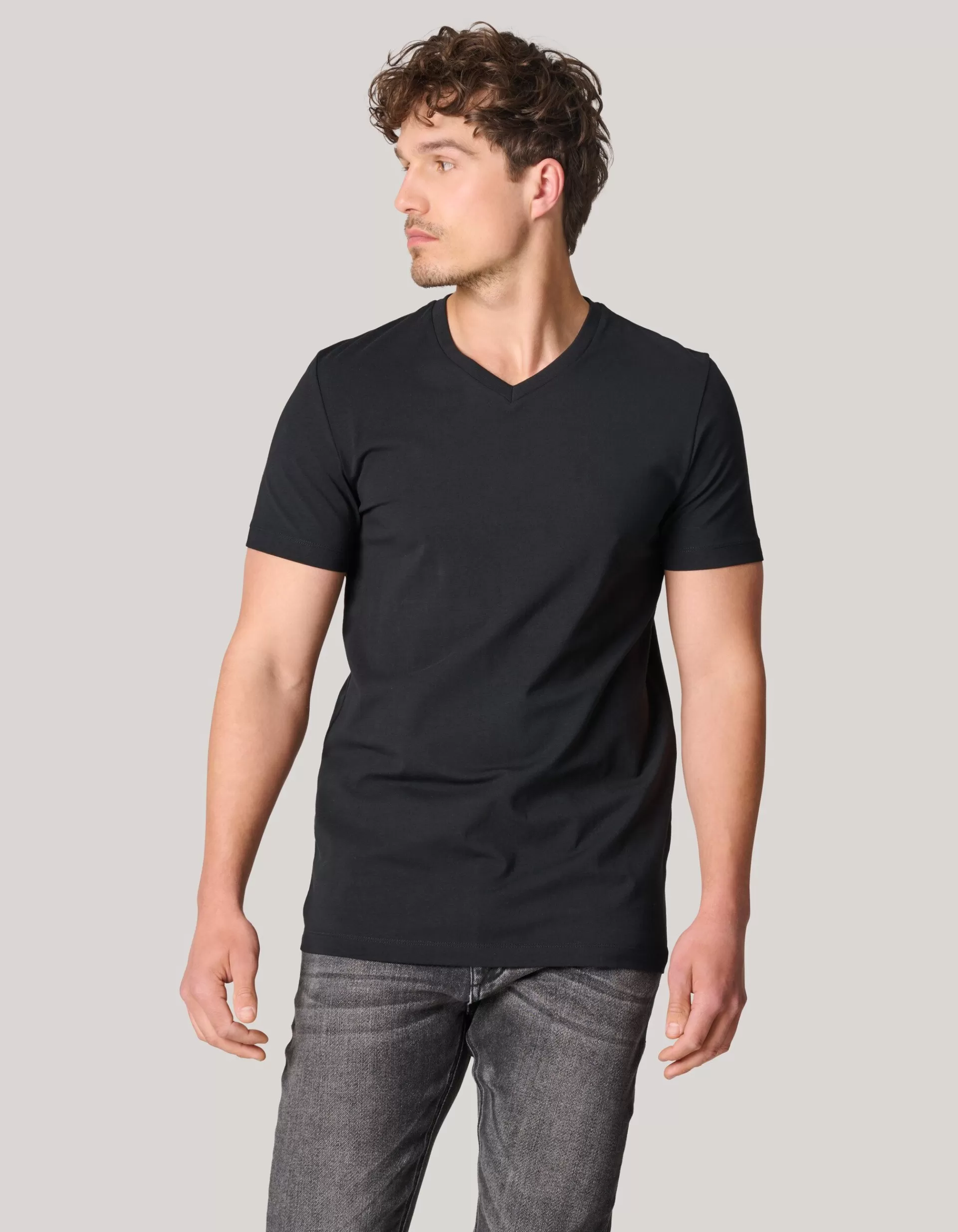 Basis V-hals T-shirt Zwart>Shoeby Outlet