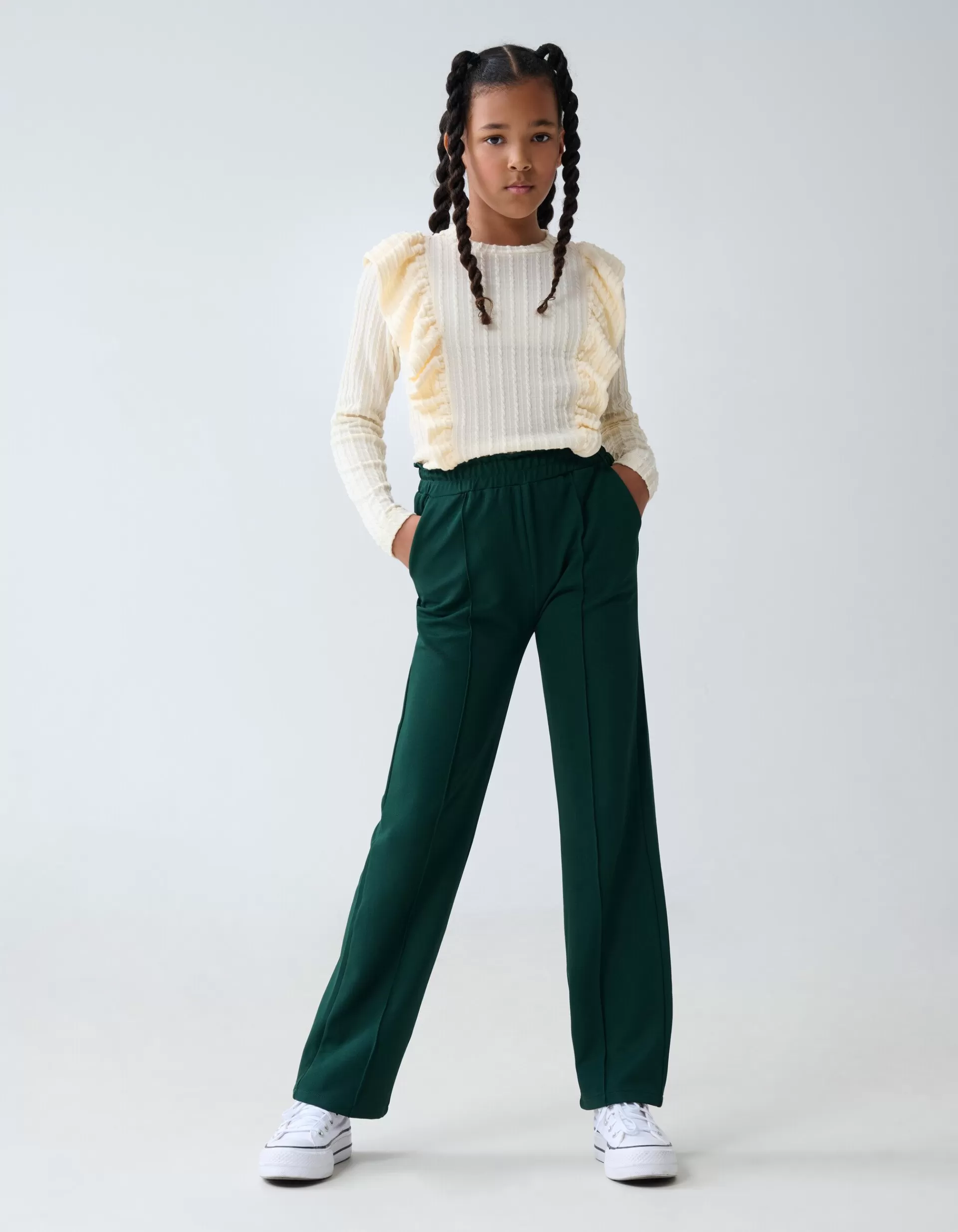 Basis Wide Leg Broek Donkergroen>Shoeby Cheap