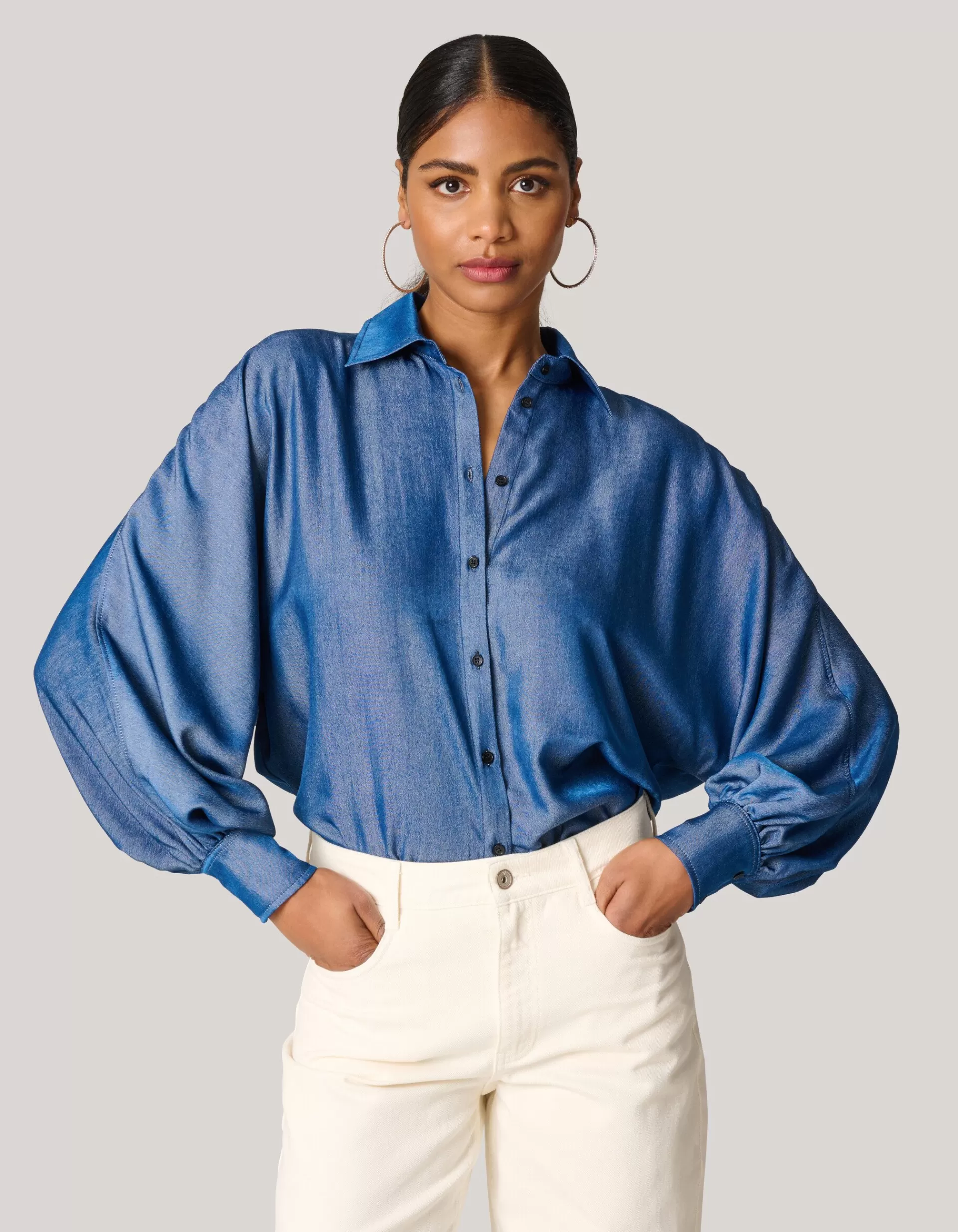 Chambray Blouse Blauw>Shoeby Discount