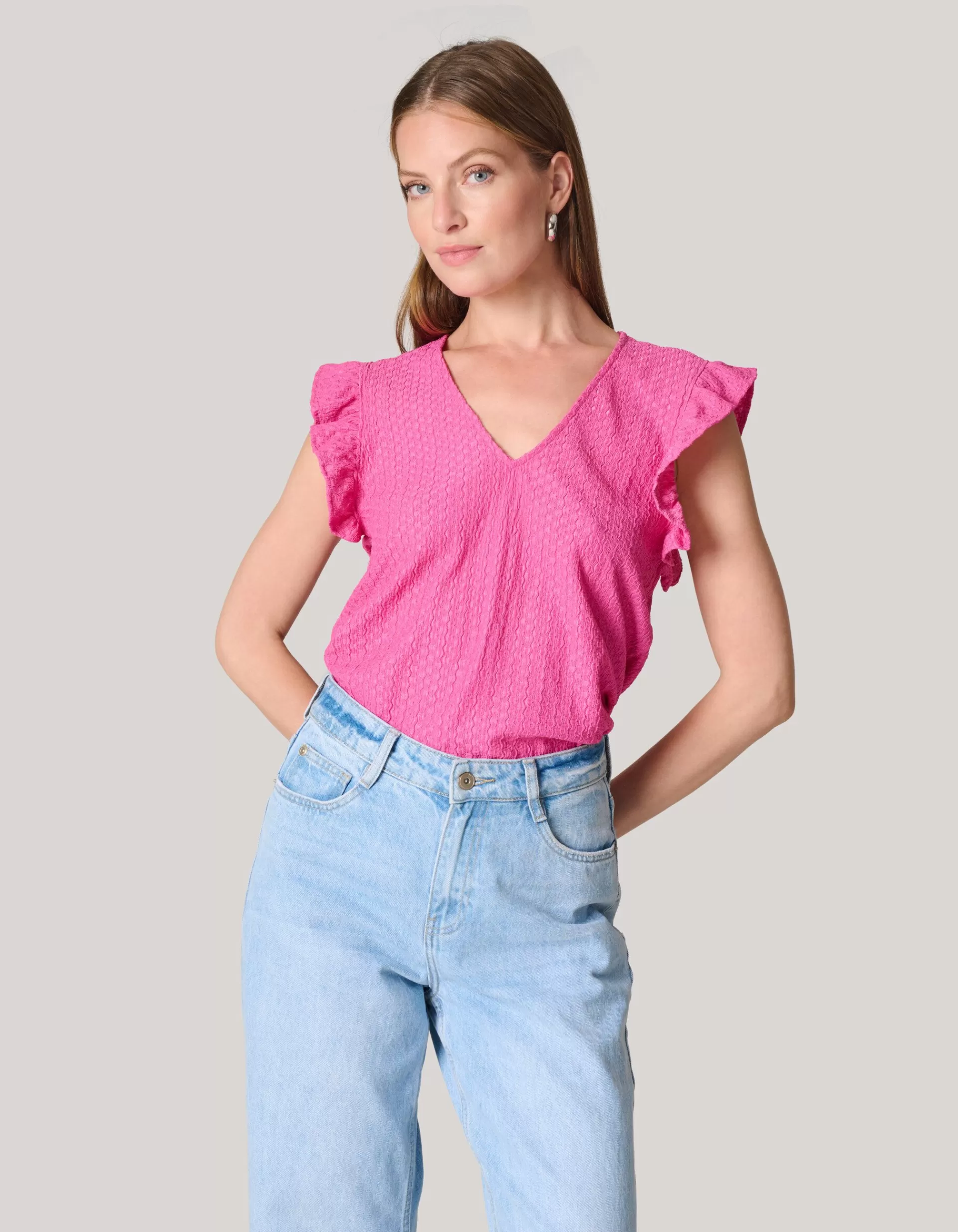 Crinkle Ruffle Top Roze>Shoeby Store