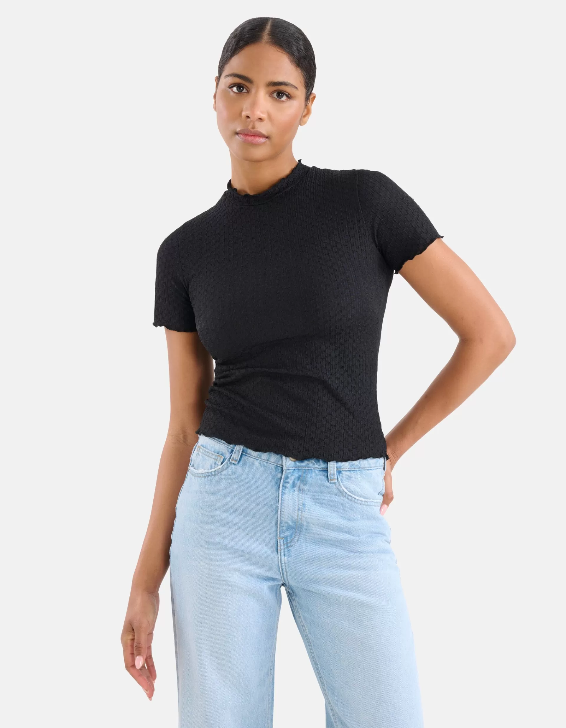 Crinkle Top Zwart>Shoeby Cheap