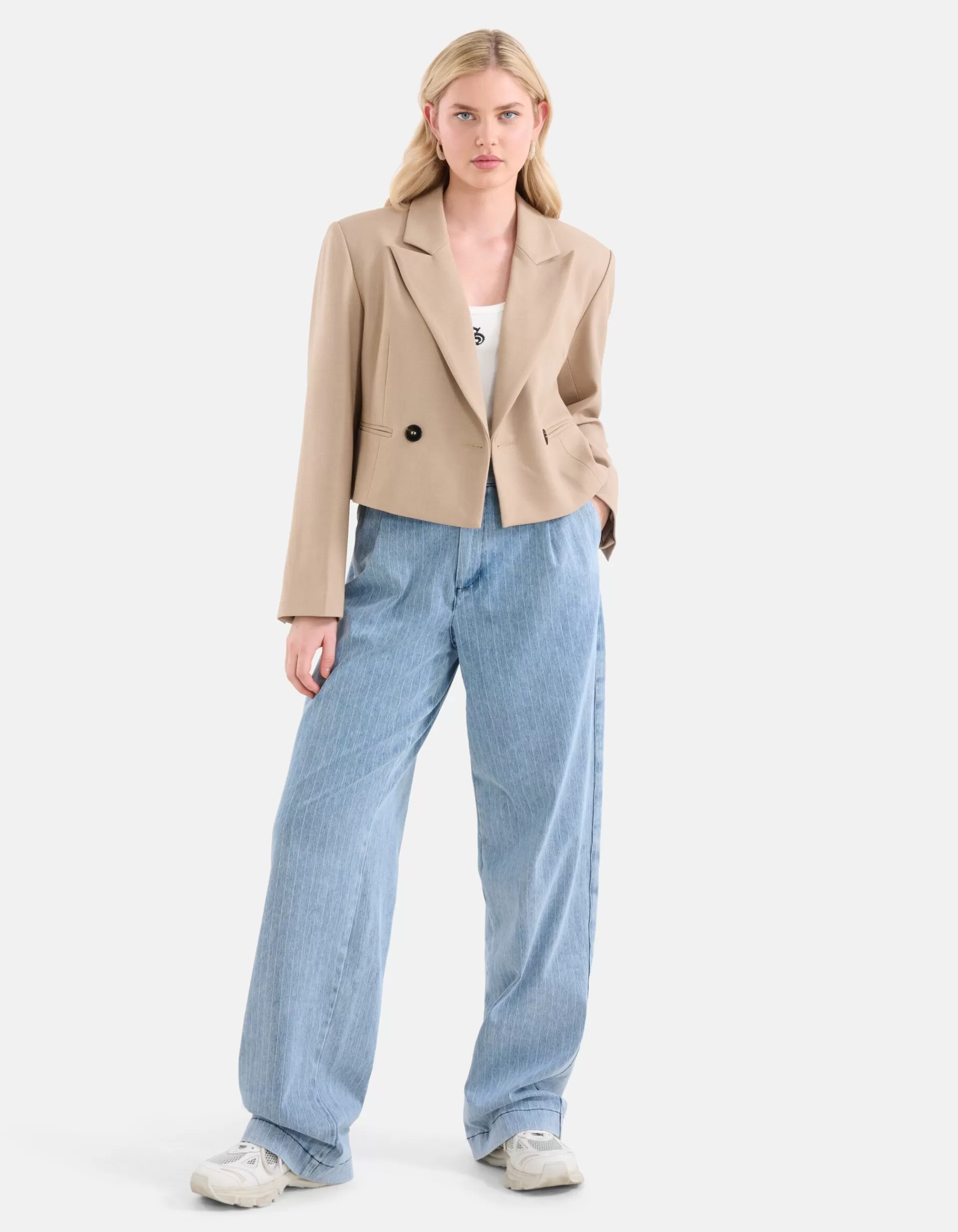 Cropped Blazer Beige>Shoeby Shop