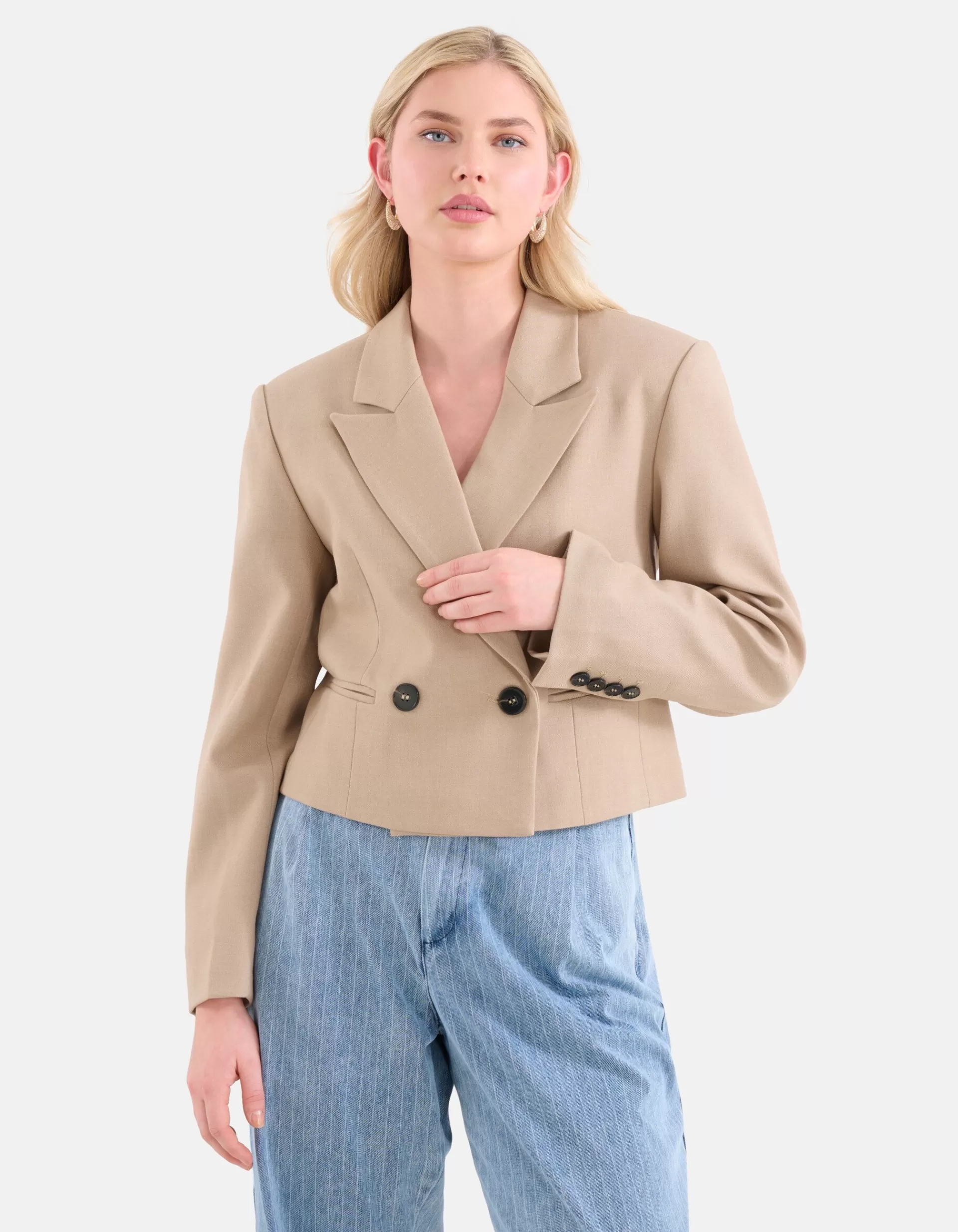 Cropped Blazer Beige>Shoeby Shop