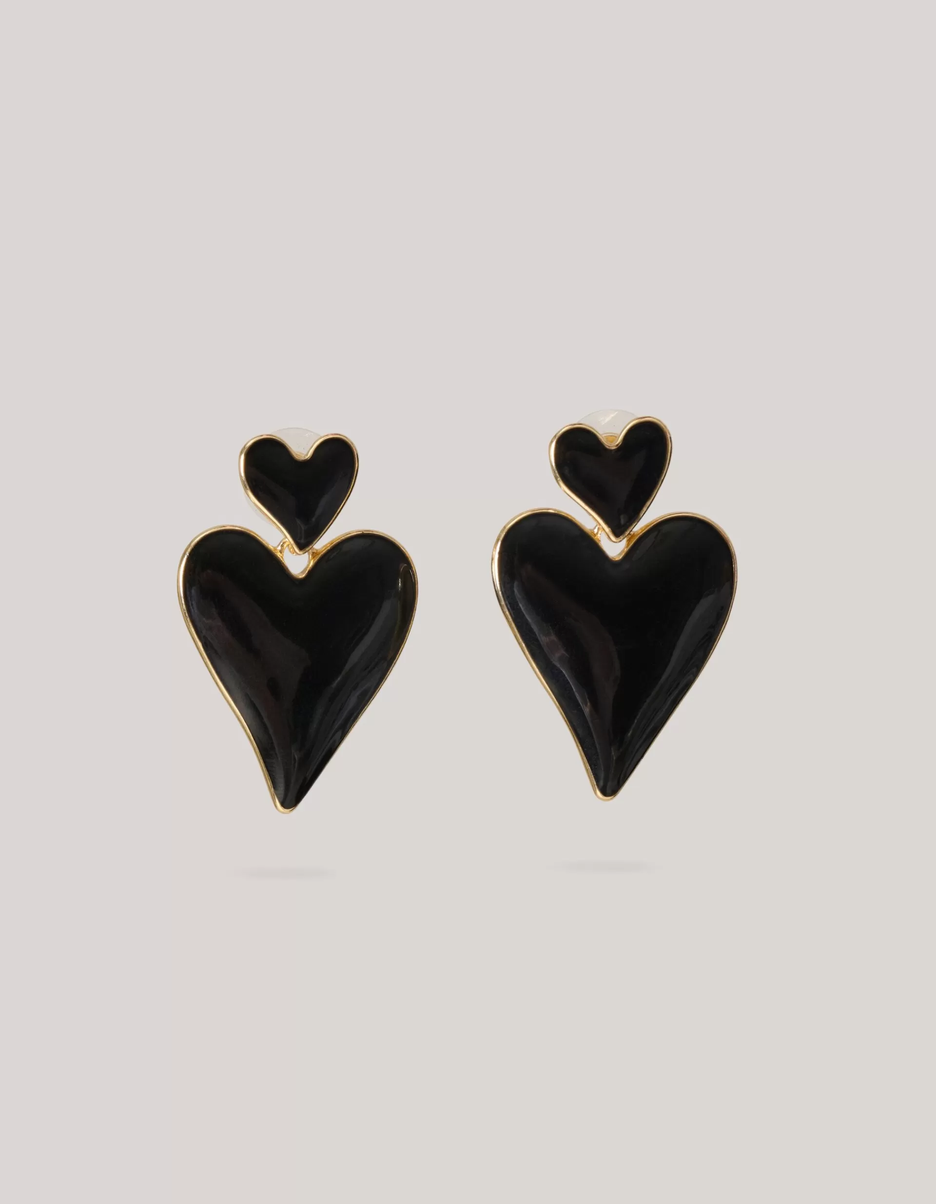 Double Heart Oorbellen Zwart>Shoeby Clearance