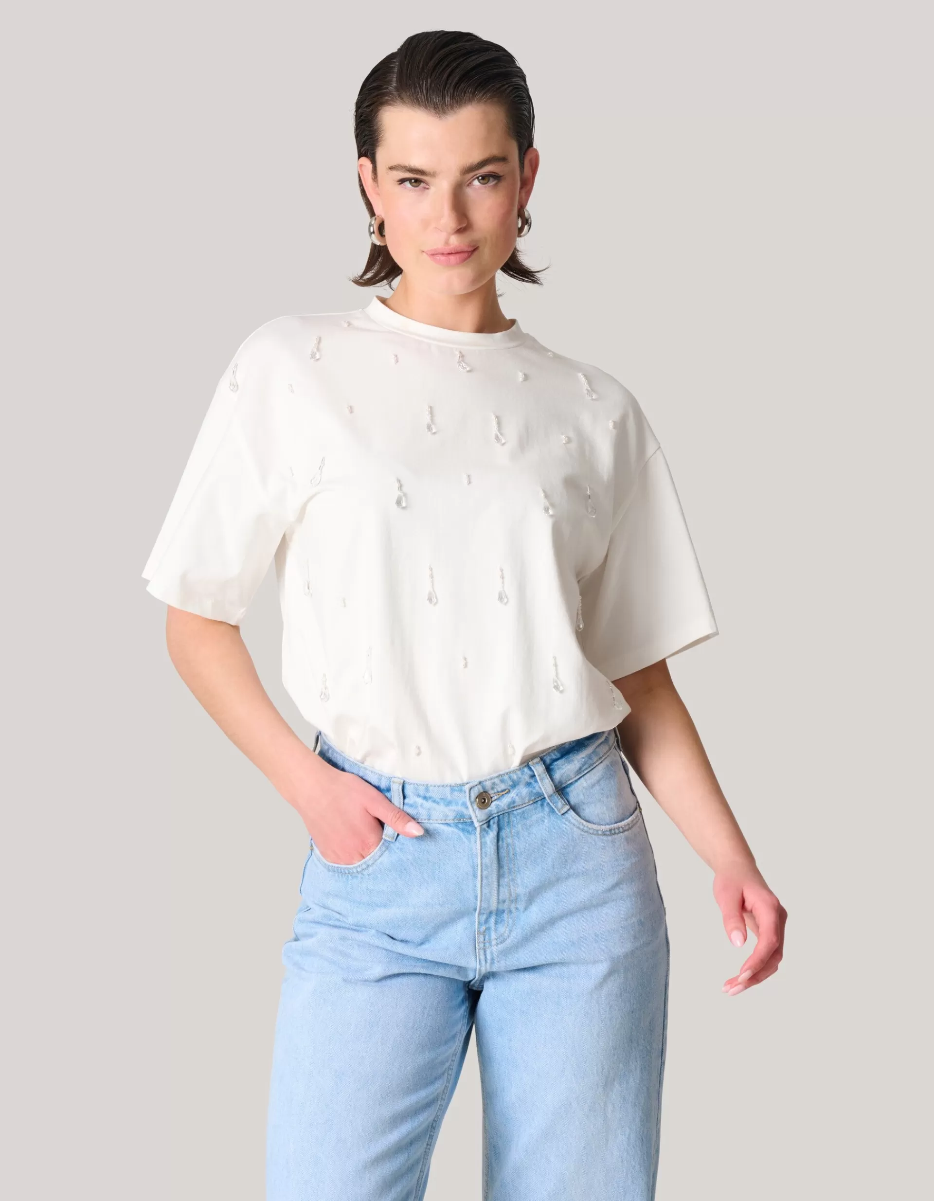 Embellished T-shirt Wit>Shoeby Best Sale