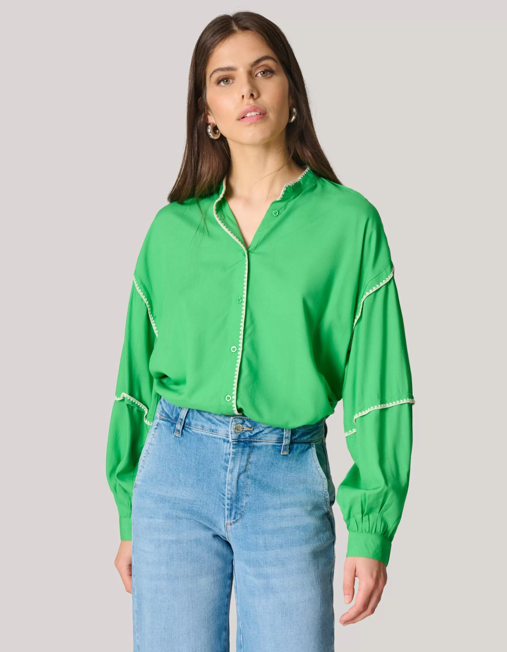 Embroidery Blouse Groen>Shoeby New