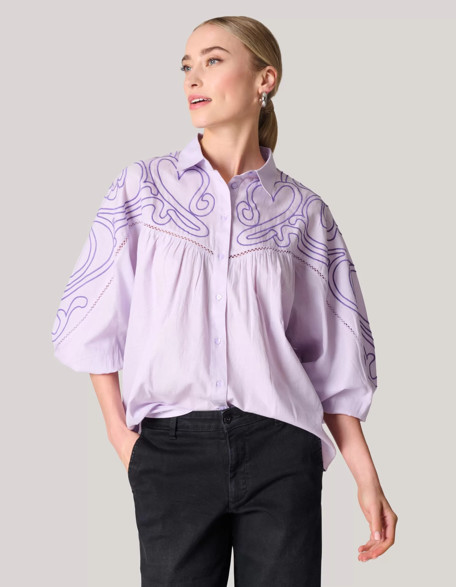 Embroidery Blouse Paars>Shoeby Best