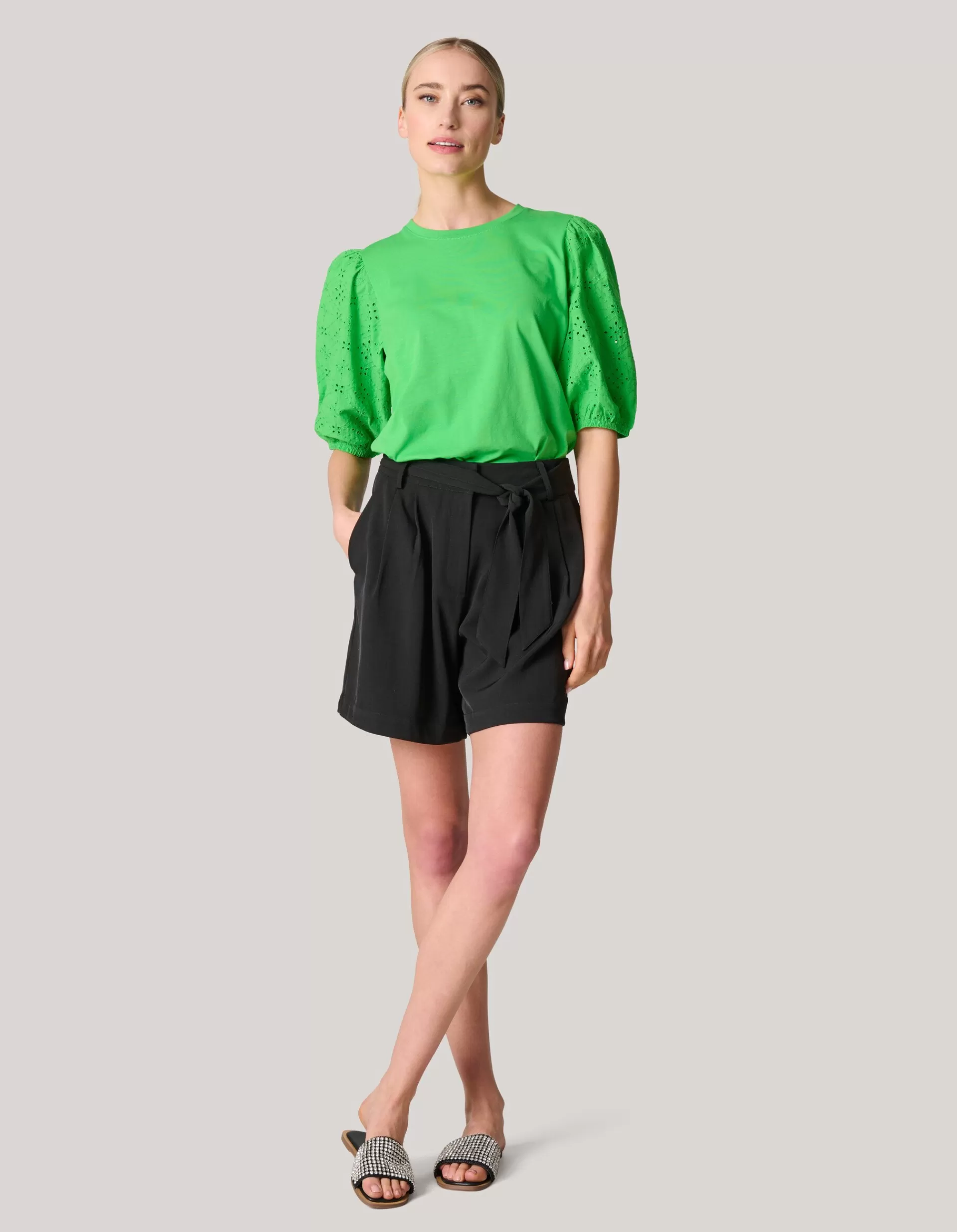 Embroidery Pofmouw T-shirt Groen>Shoeby Fashion