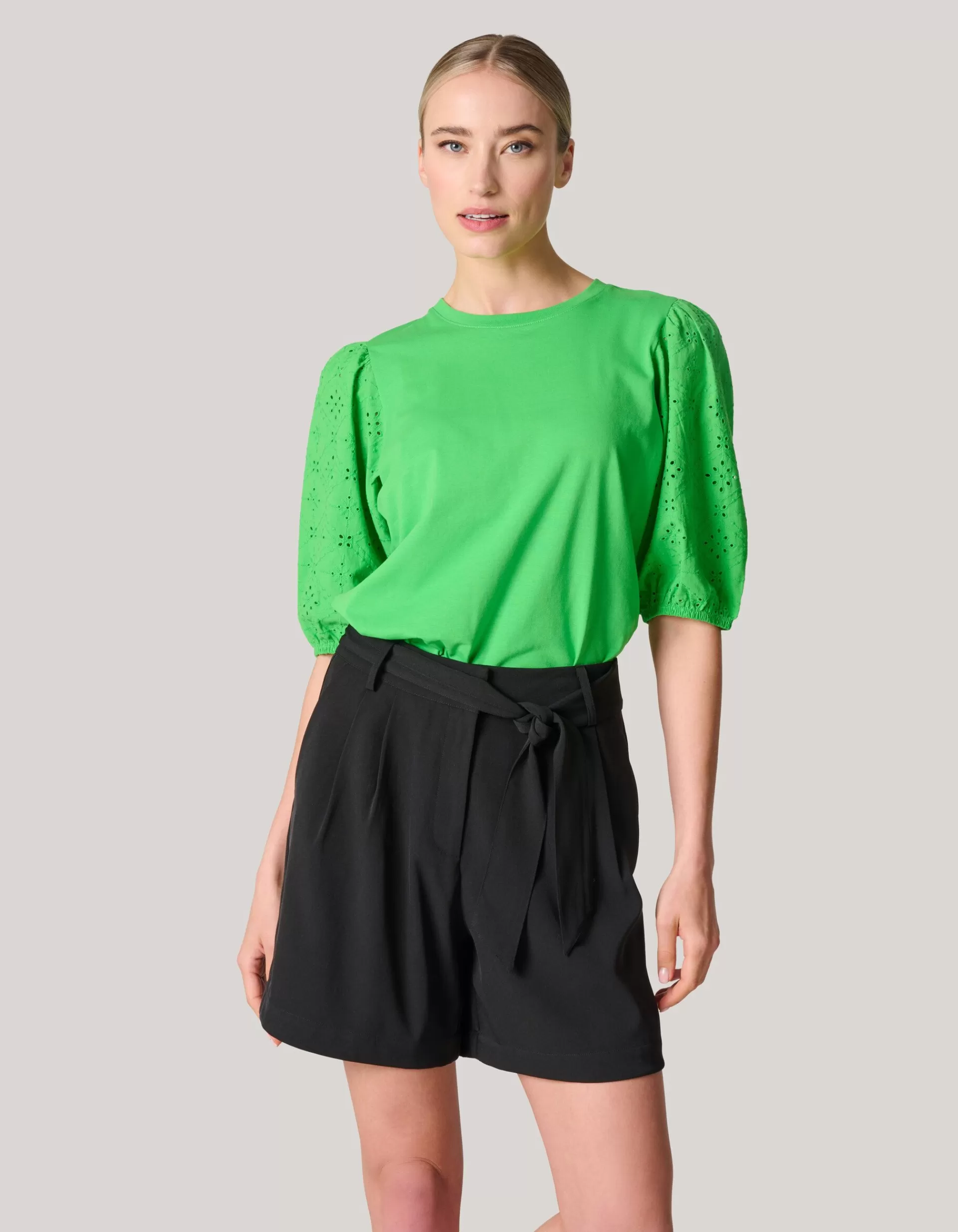 Embroidery Pofmouw T-shirt Groen>Shoeby Fashion