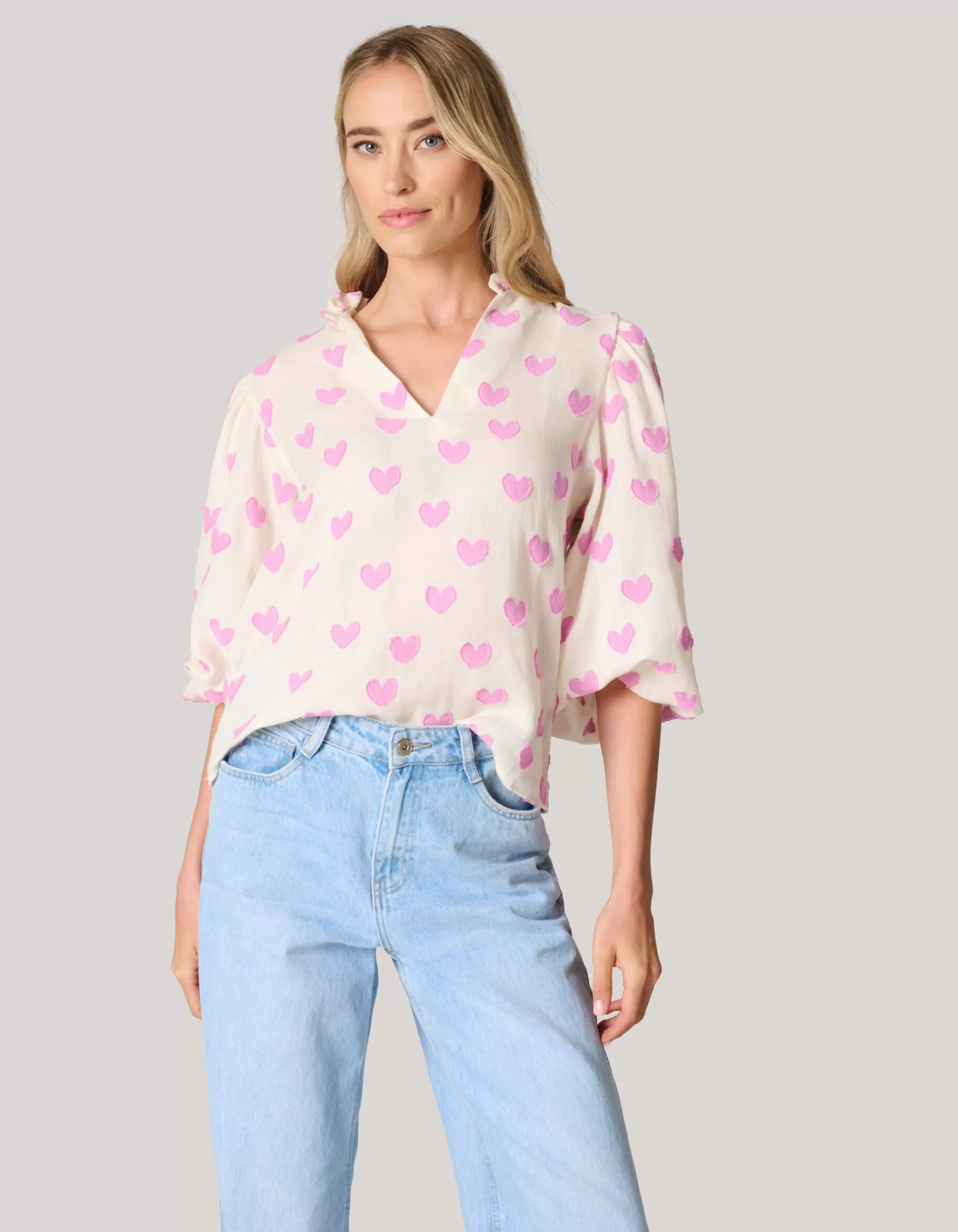 Heart Blouse Gebroken Wit>Shoeby Cheap