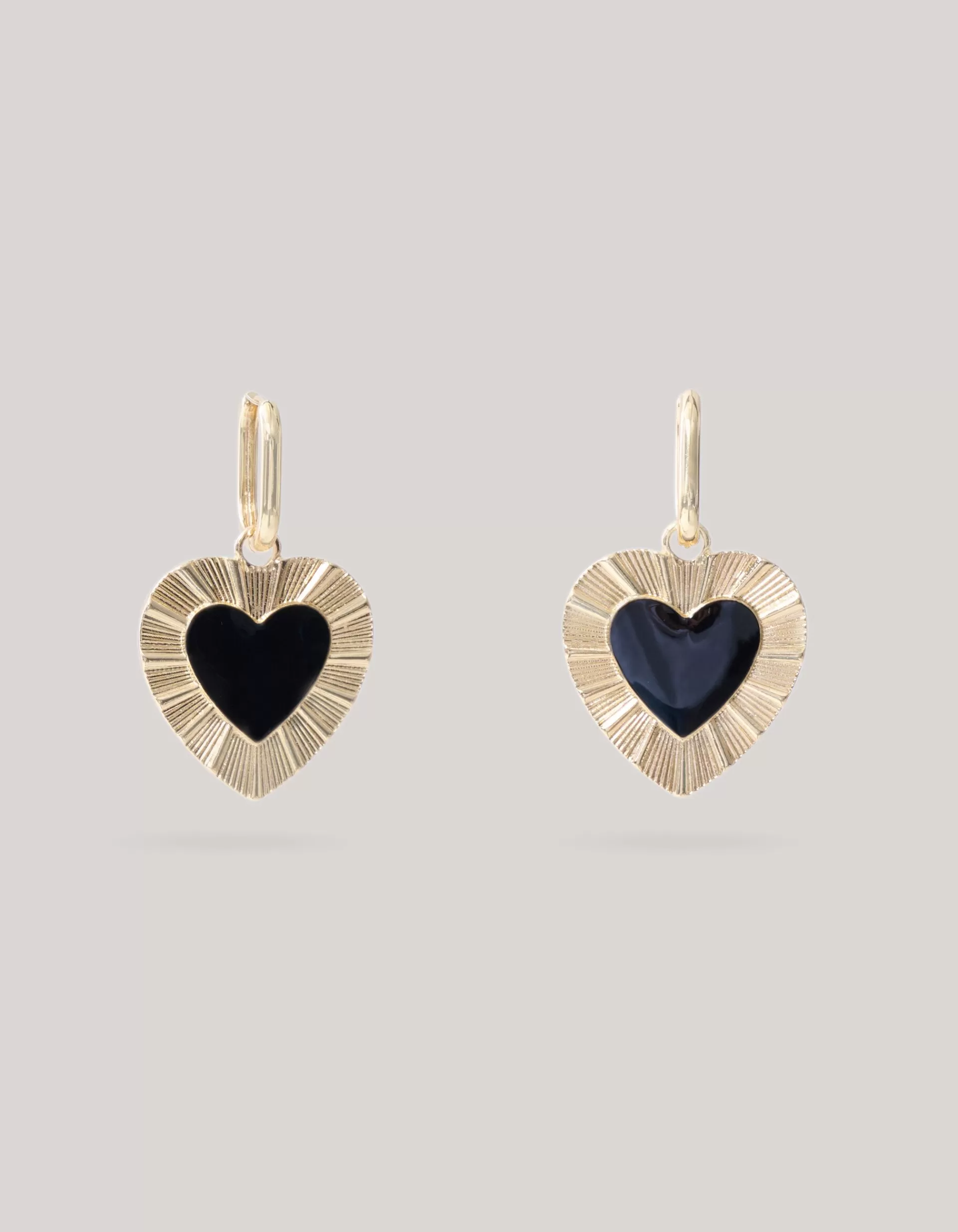 Heart Oorbellen Goud/Zwart>Shoeby Online