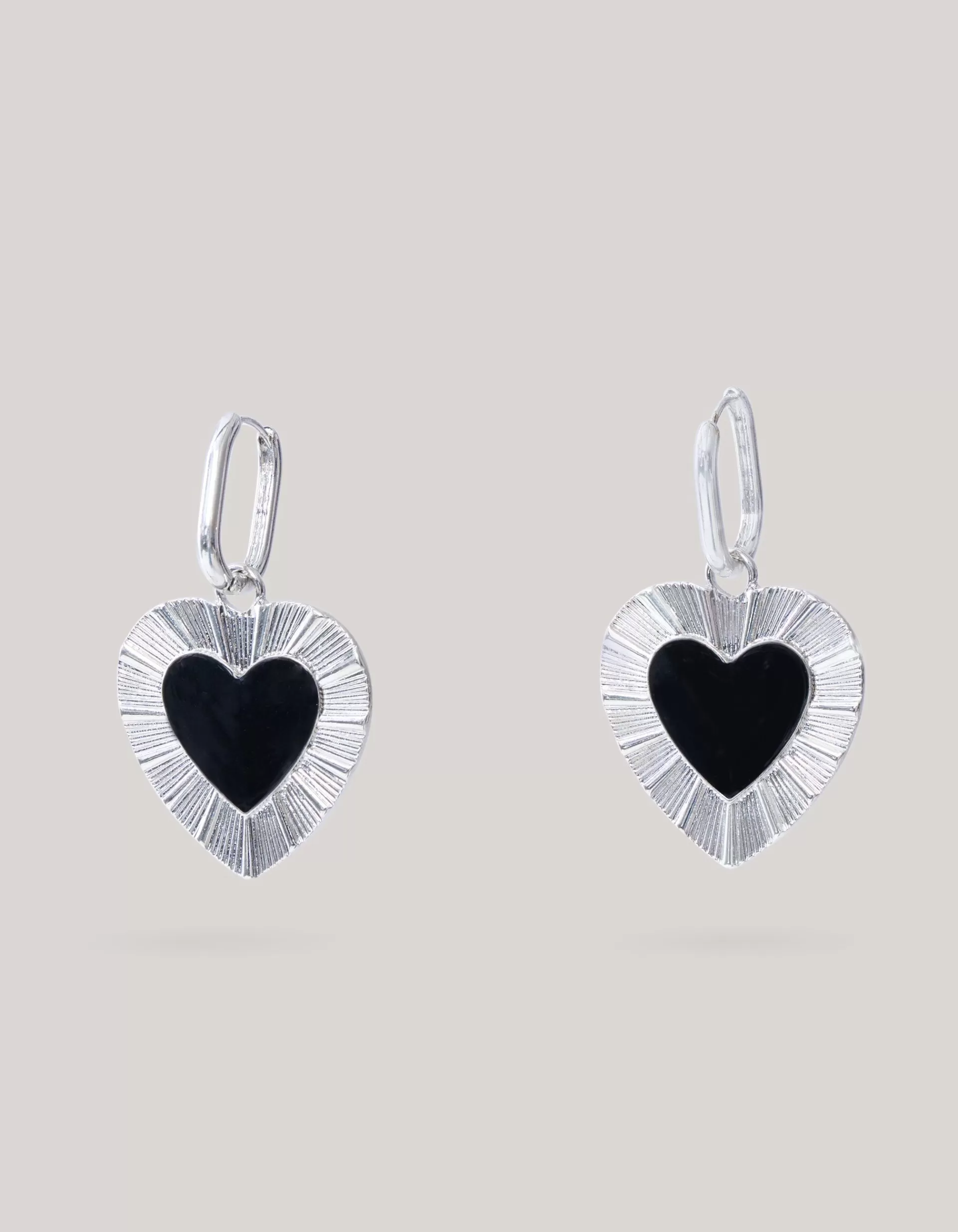 Heart Oorbellen Zilver/Zwart>Shoeby Flash Sale