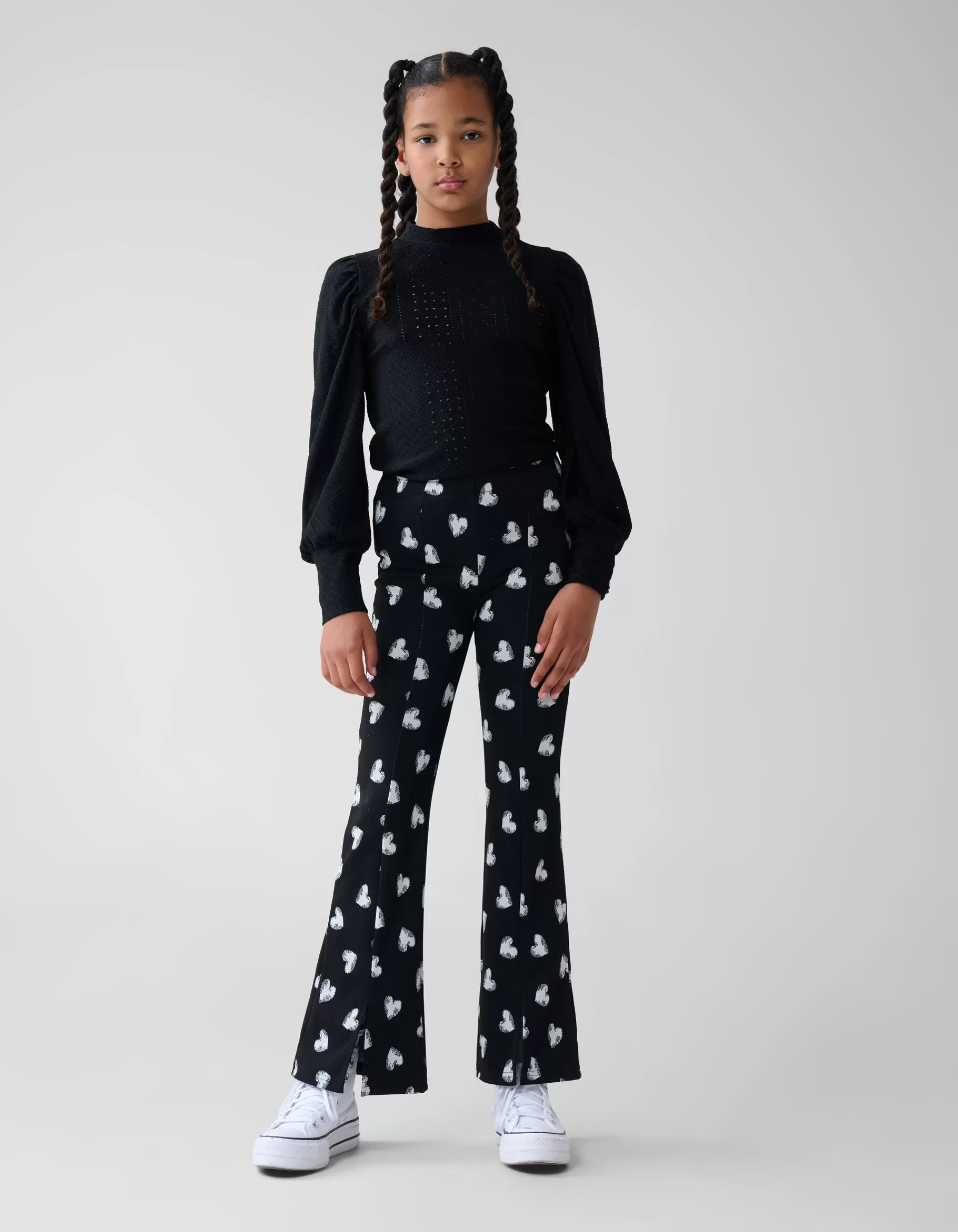 Heart Printed Flared Legging Zwart>Shoeby New