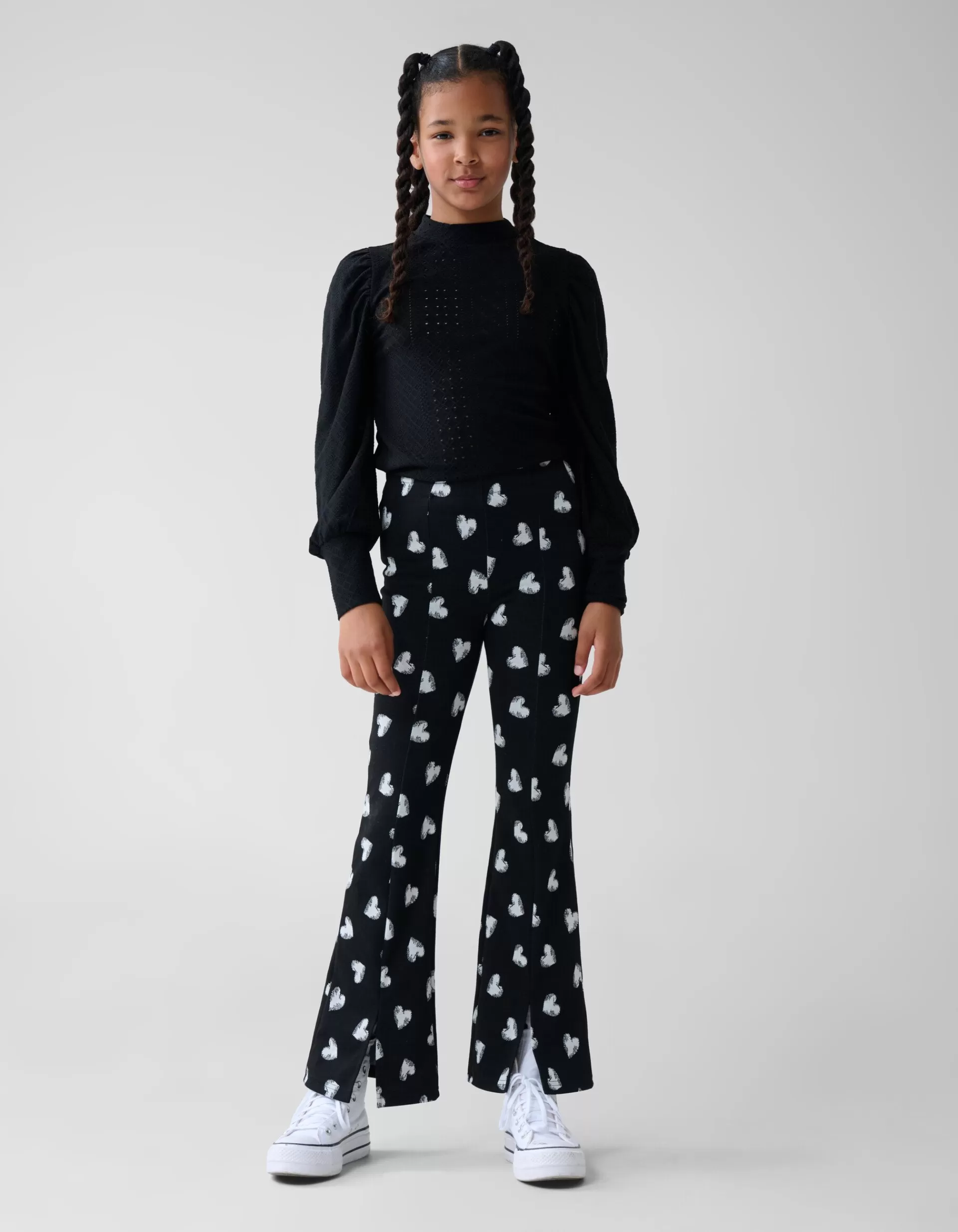 Heart Printed Flared Legging Zwart>Shoeby New