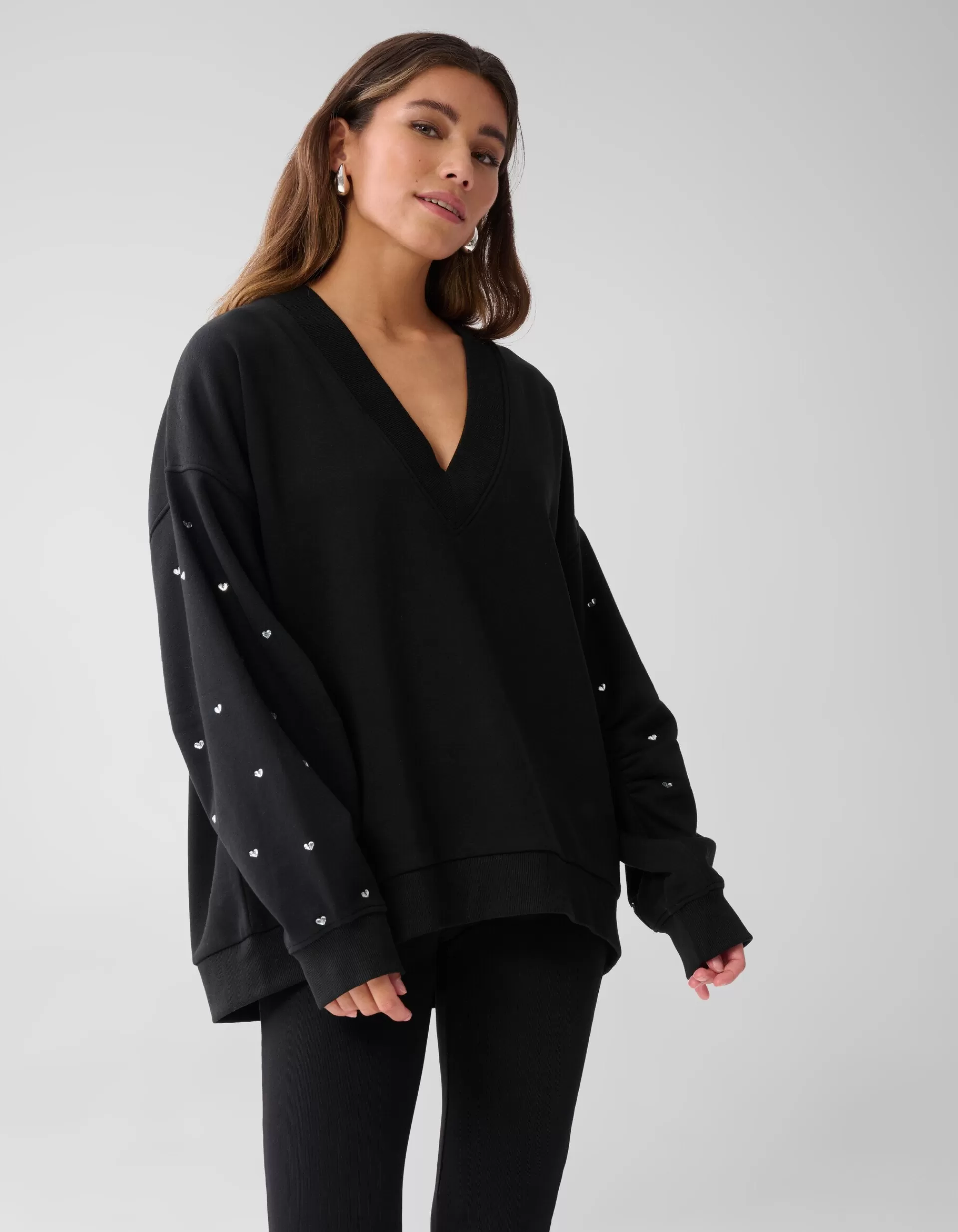 Heart Stud Sweater Zwart>Shoeby Flash Sale