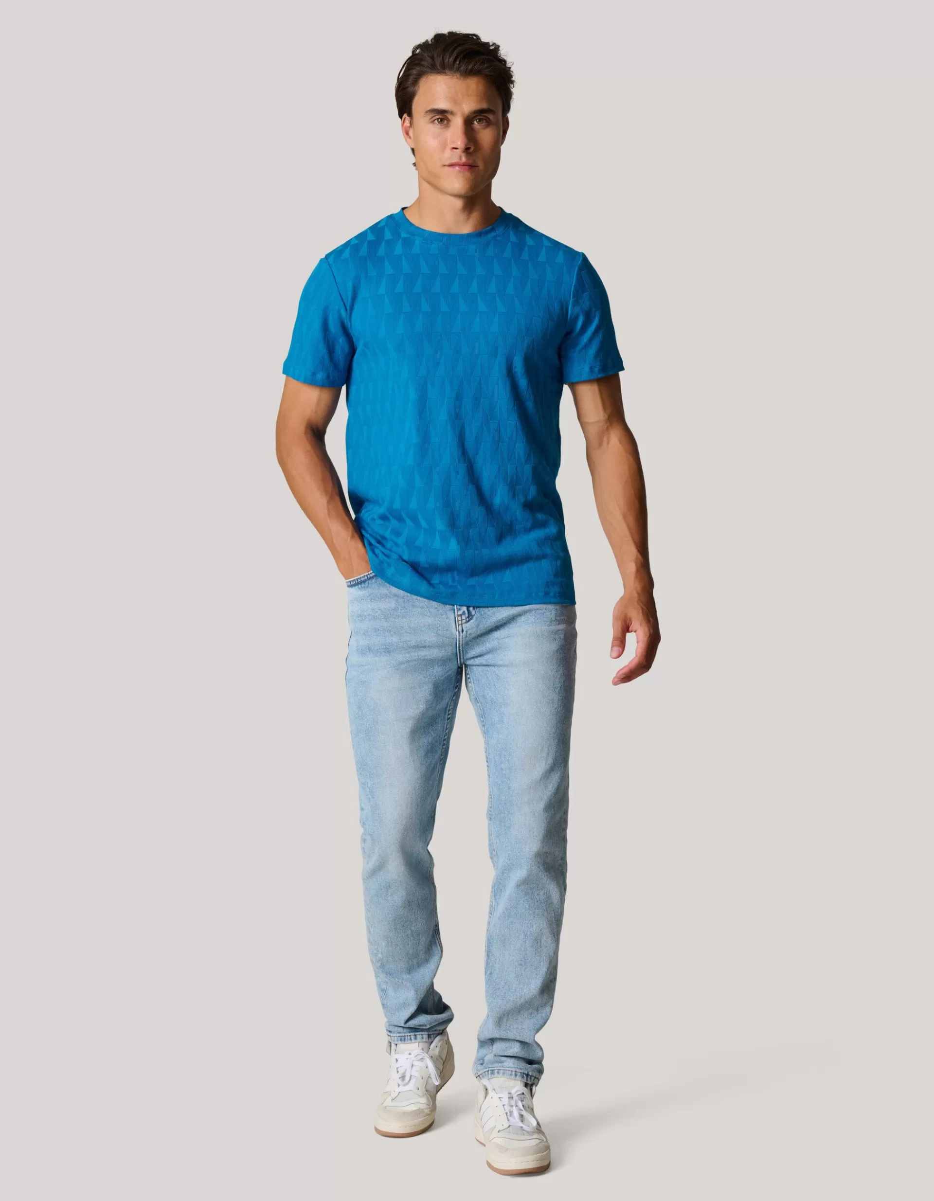 Jacquard T-shirt Blauw>Shoeby New