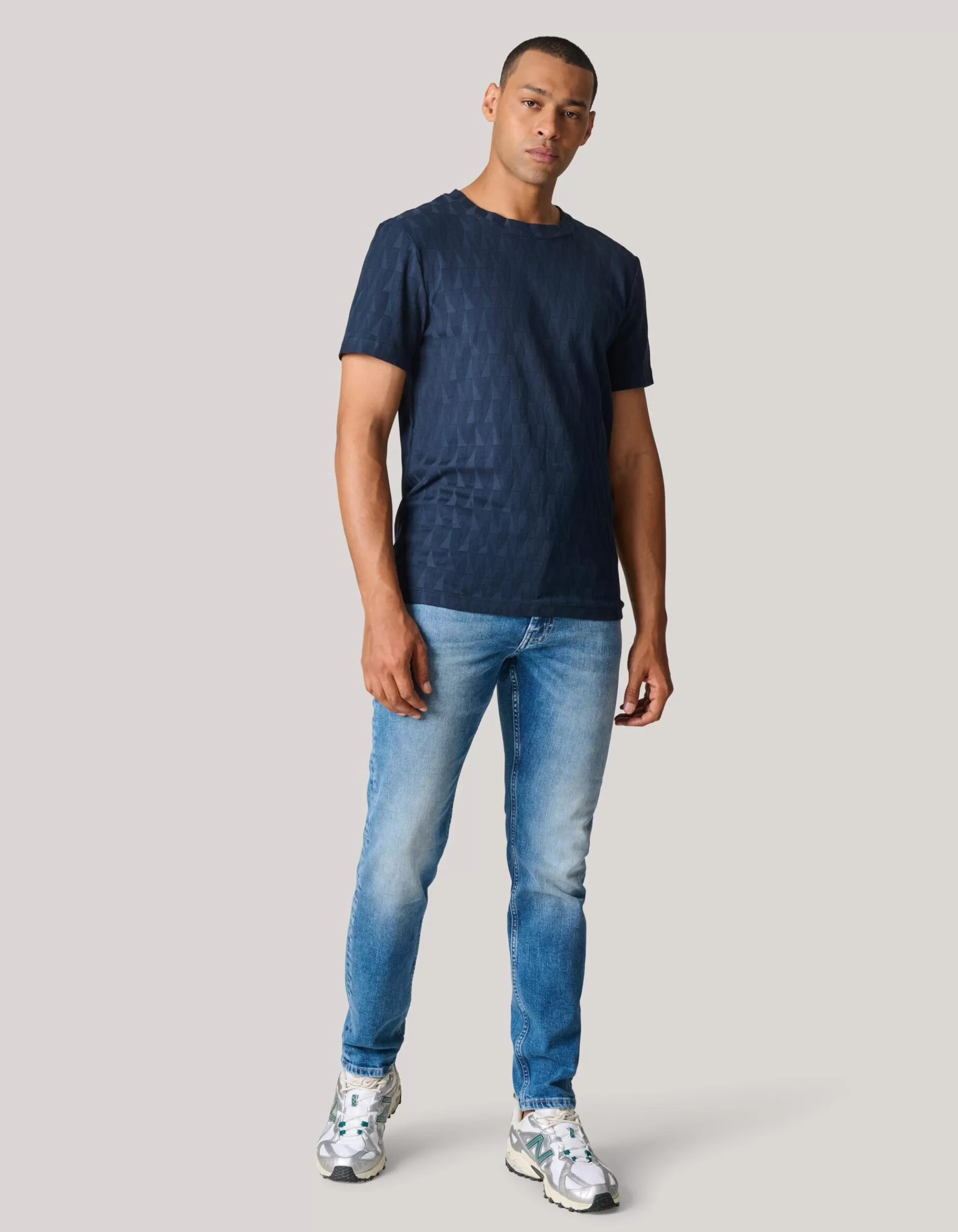 Jacquard T-shirt Donkerblauw>Shoeby Fashion