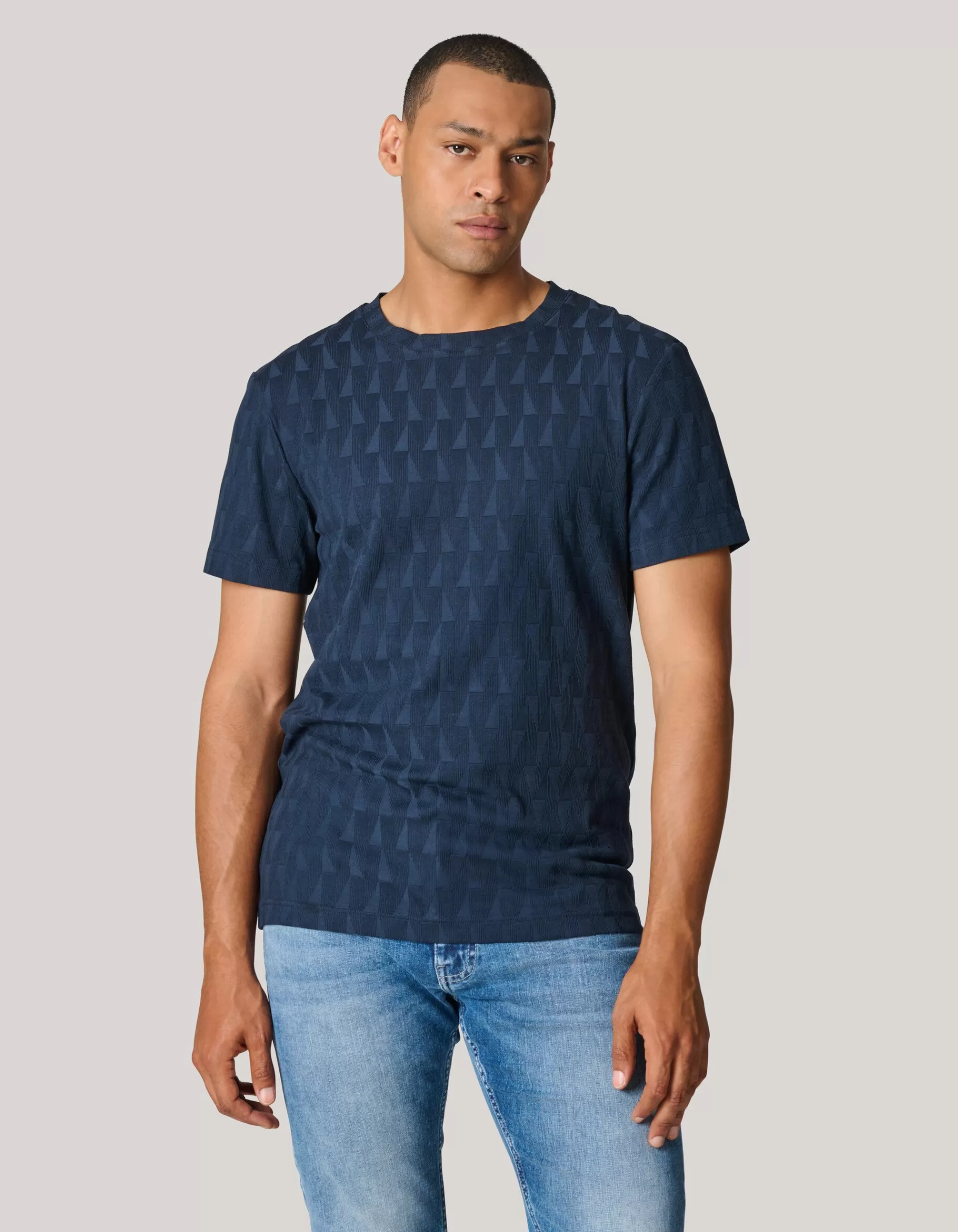 Jacquard T-shirt Donkerblauw>Shoeby Fashion