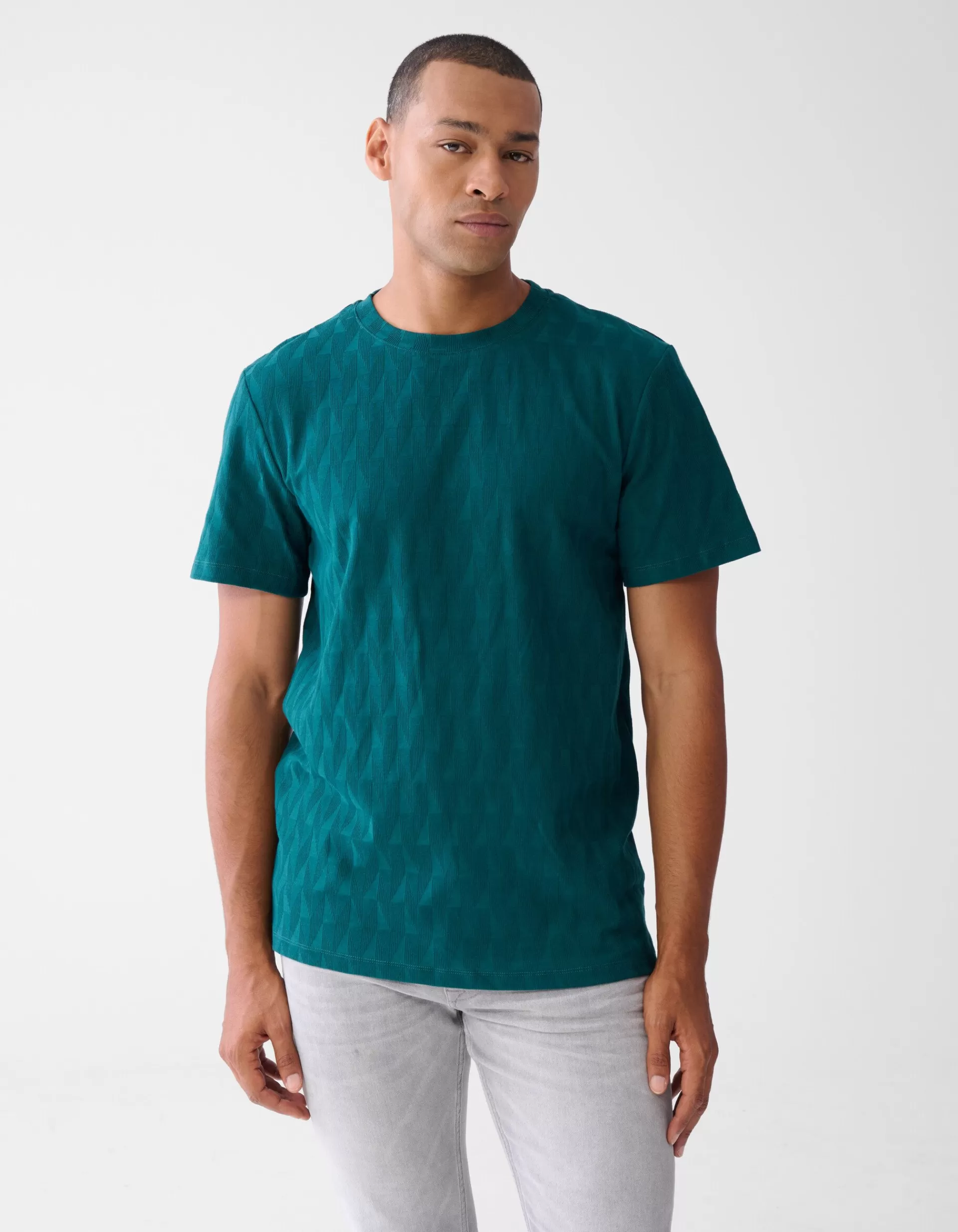 Jacquard T-shirt Donkergroen>Shoeby Outlet