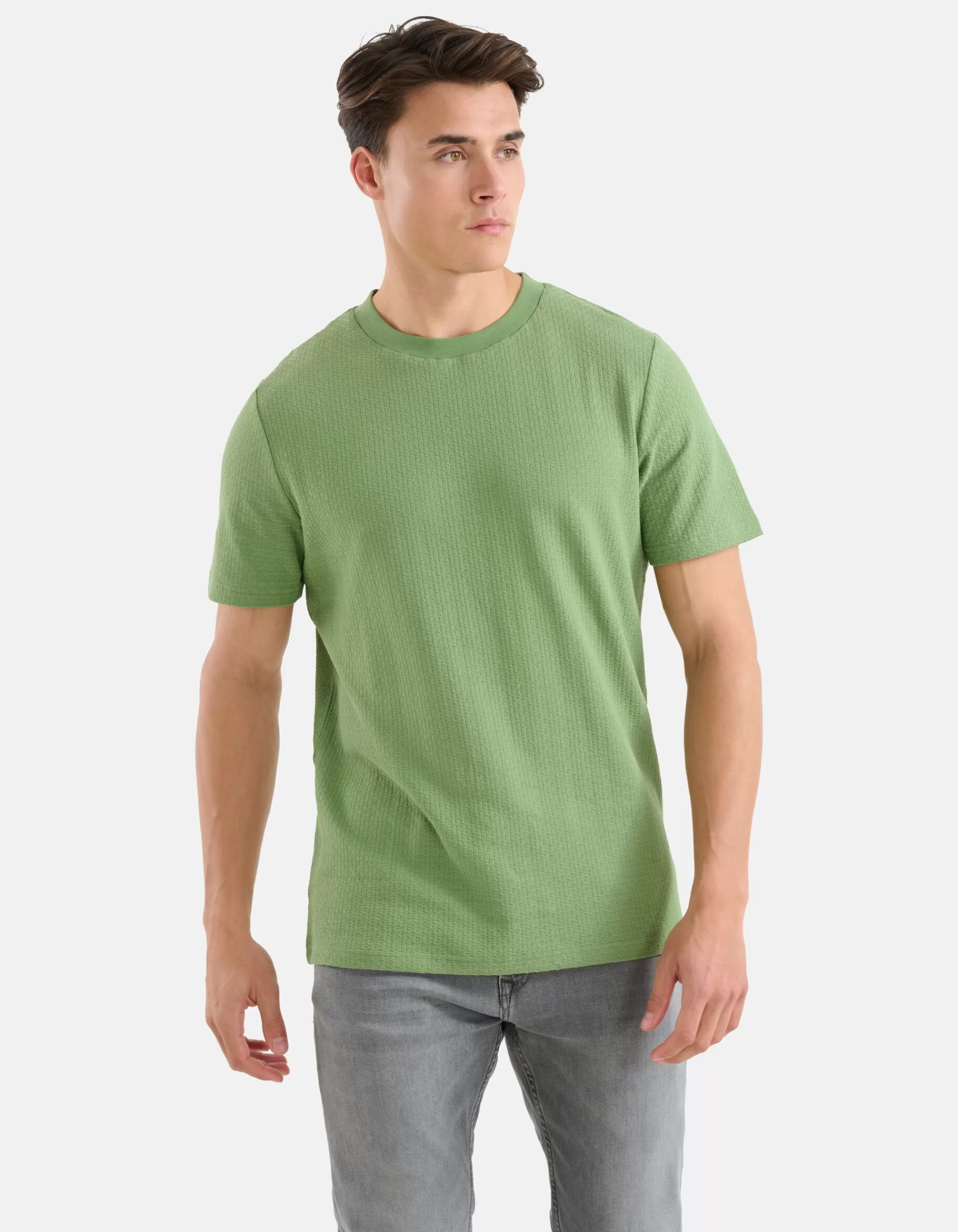 Jacquard T-shirt Groen>Shoeby Hot