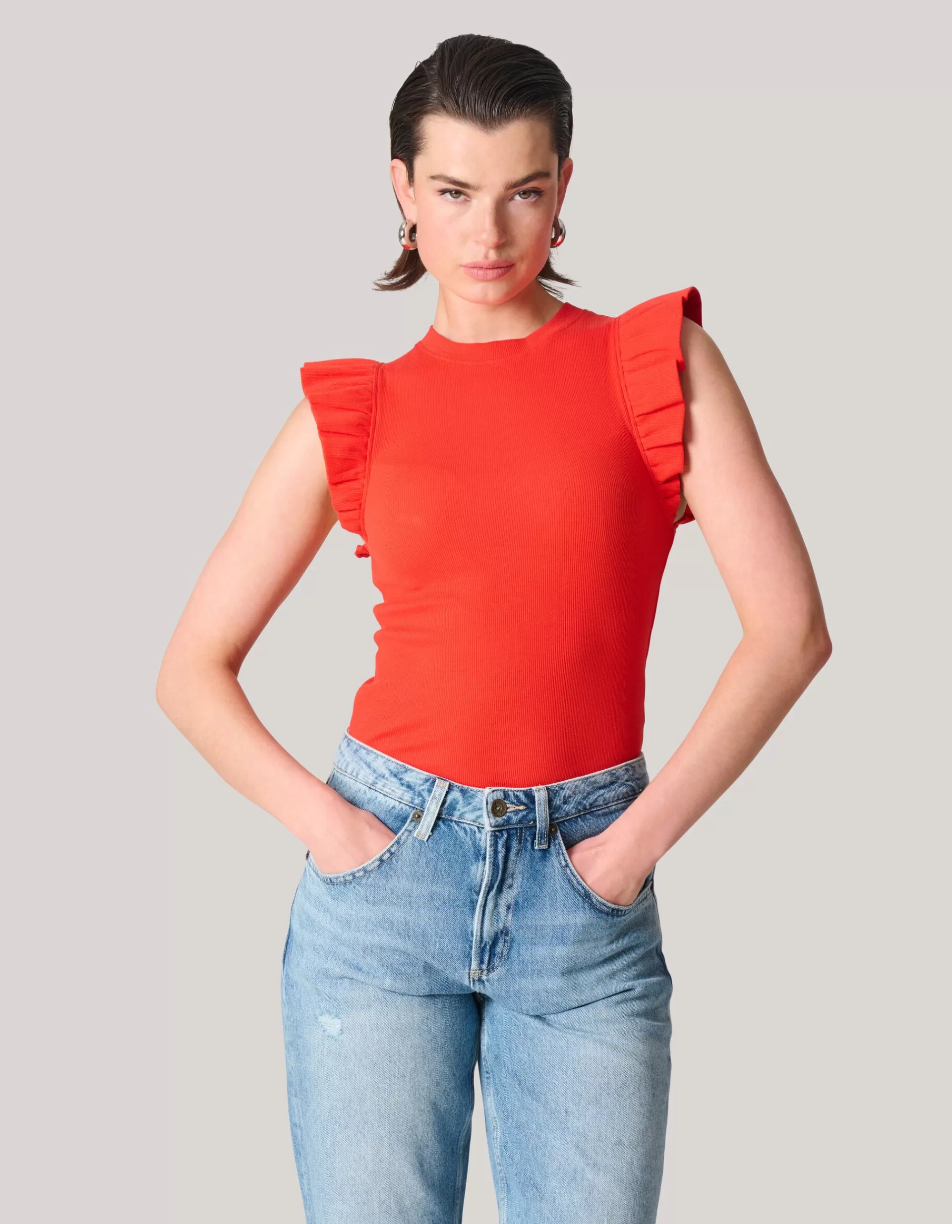 Jersey Ruffle Top Rood>Shoeby Flash Sale