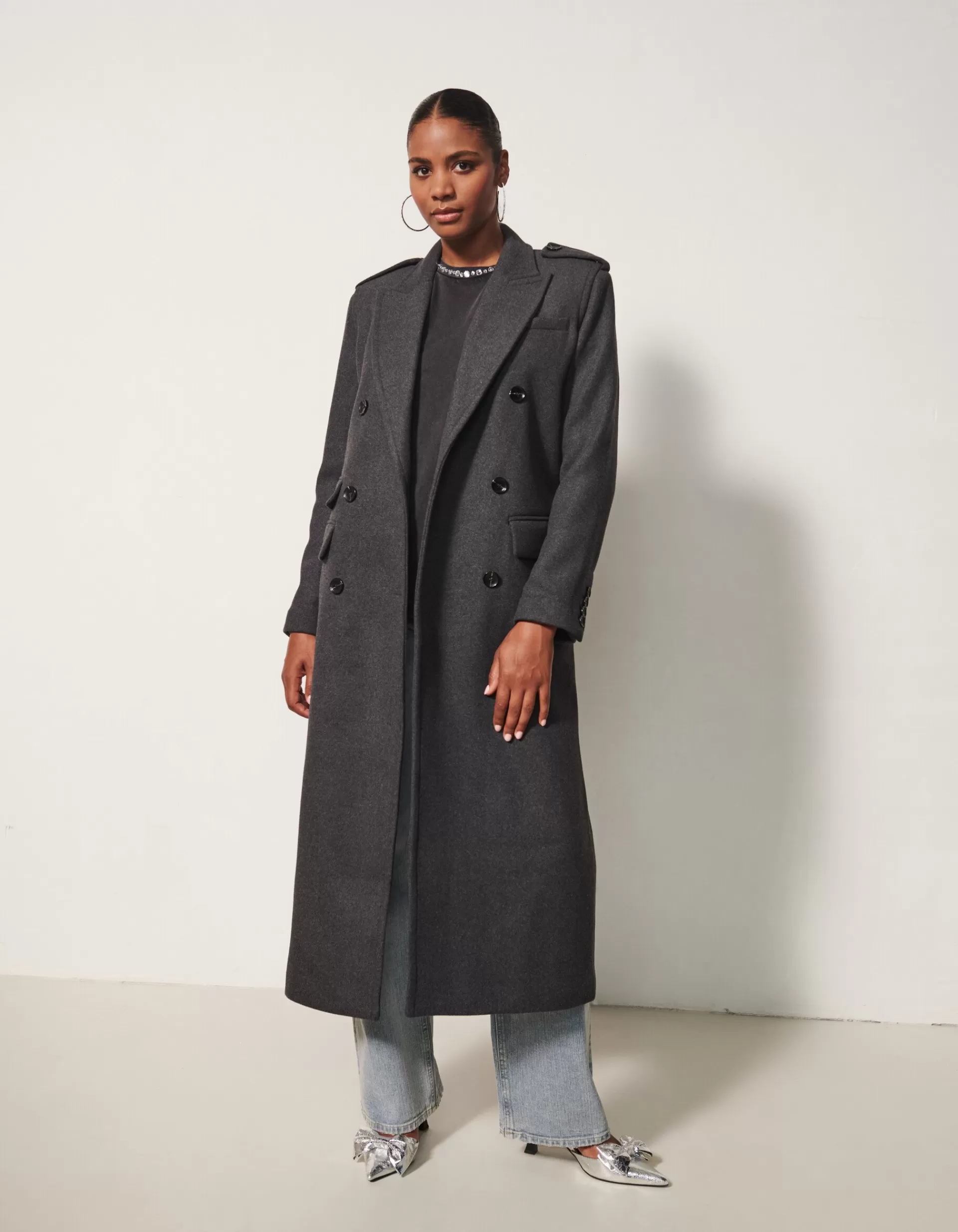 Lange Trenchcoat Donkergrijs By Fred>Shoeby Discount