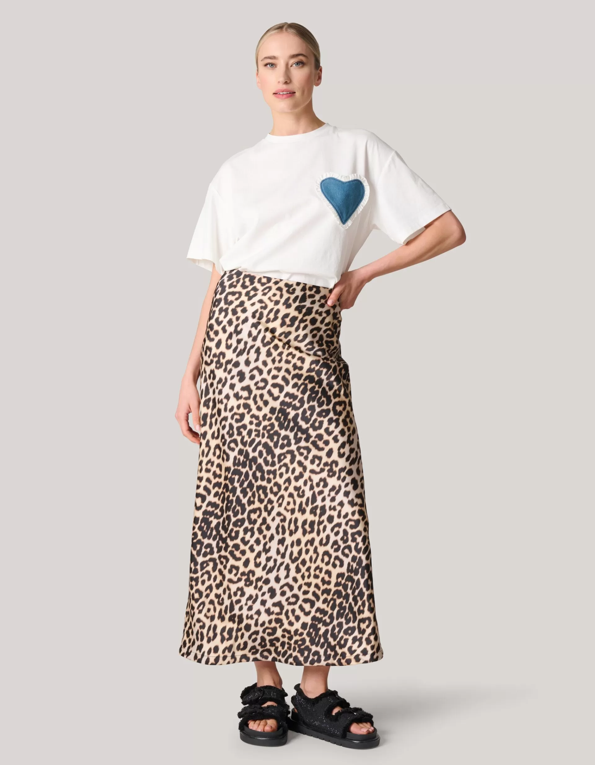 Leopard Satijnen Midi Rok>Shoeby Sale