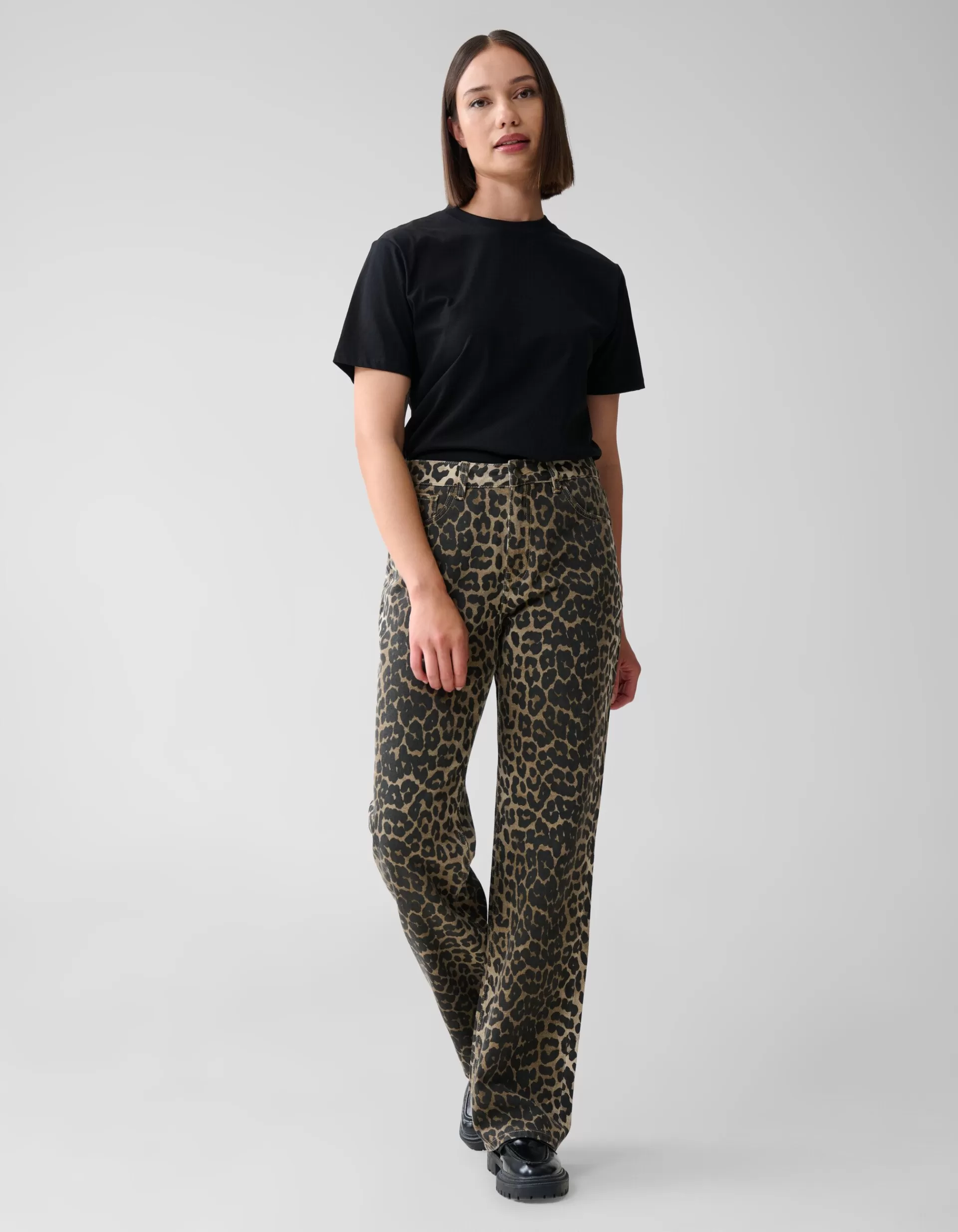 Leopard Straight Fit Jeans Bruin>Shoeby Flash Sale