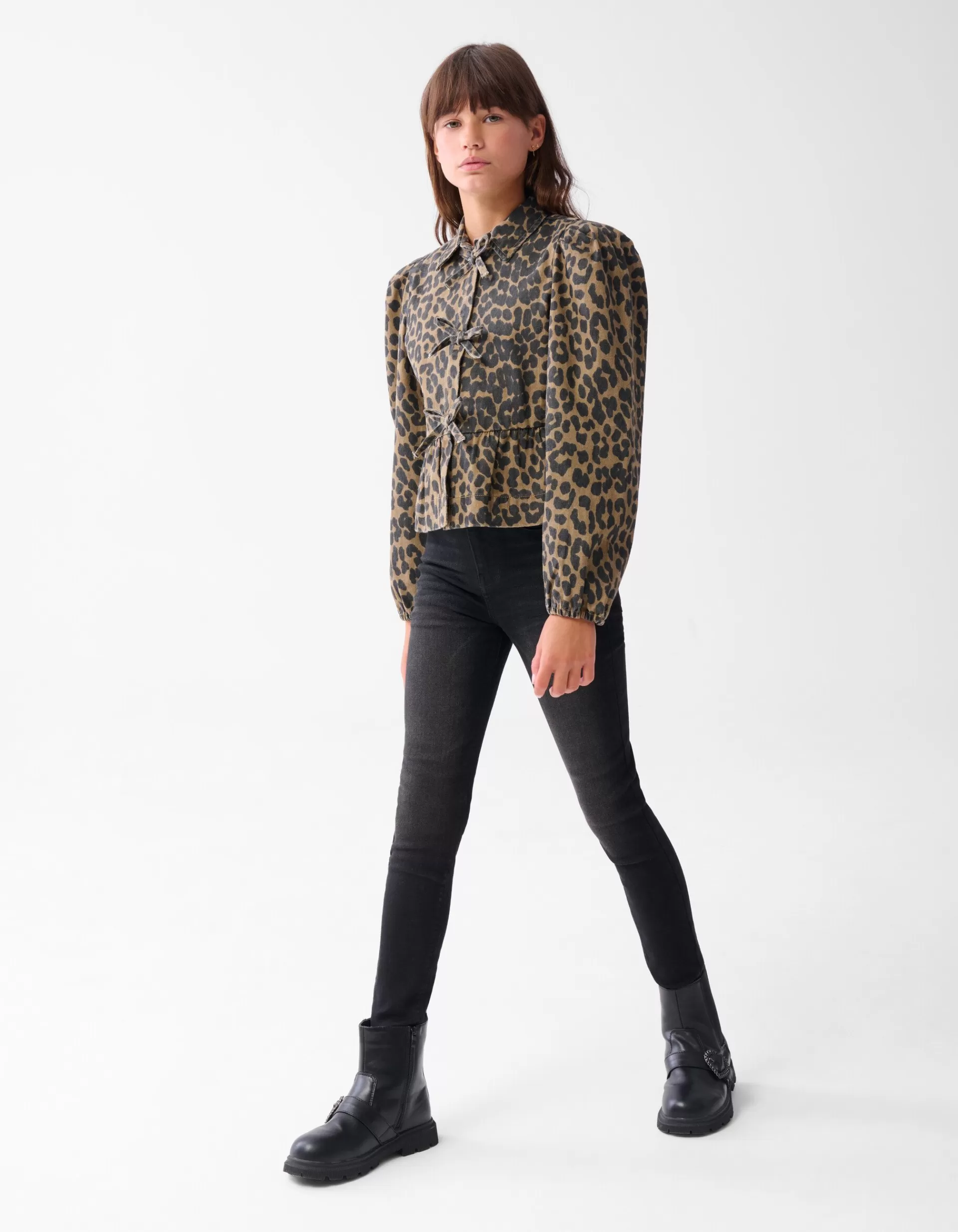 Leopard Strik Blouse Bruin>Shoeby Best Sale