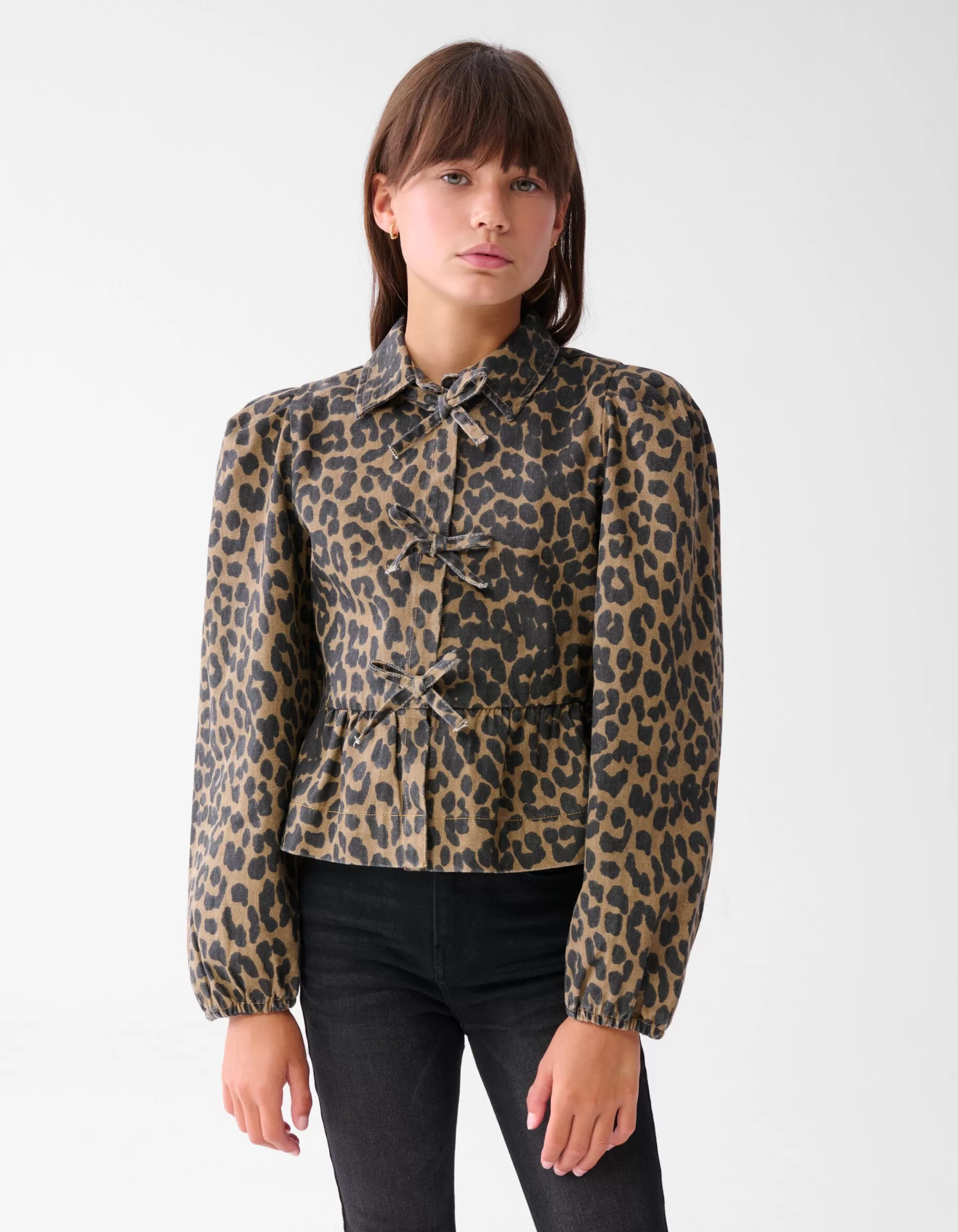 Leopard Strik Blouse Bruin>Shoeby Best Sale