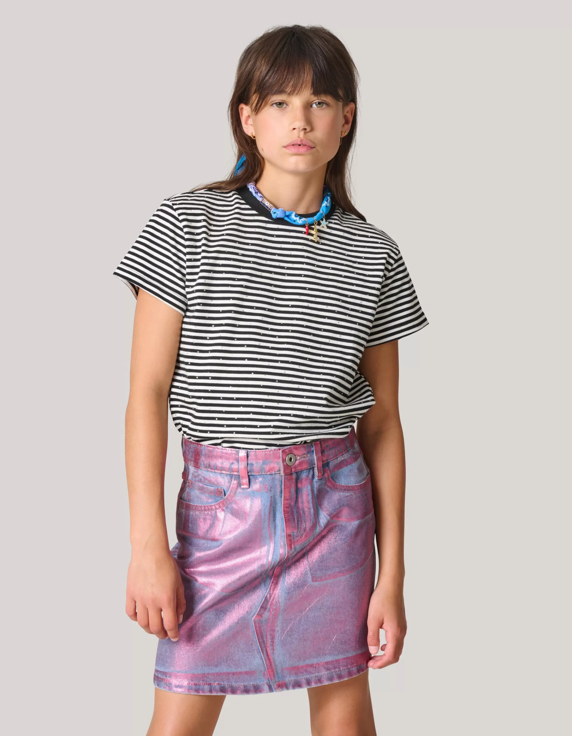 Metallic Denim Rok Roze>Shoeby Cheap