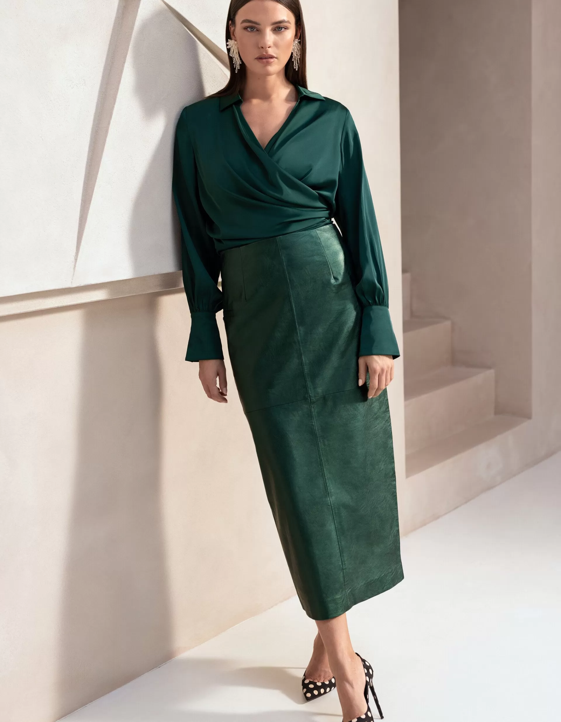 Metallic Maxi Rok Groen By Mieke>Shoeby Best Sale