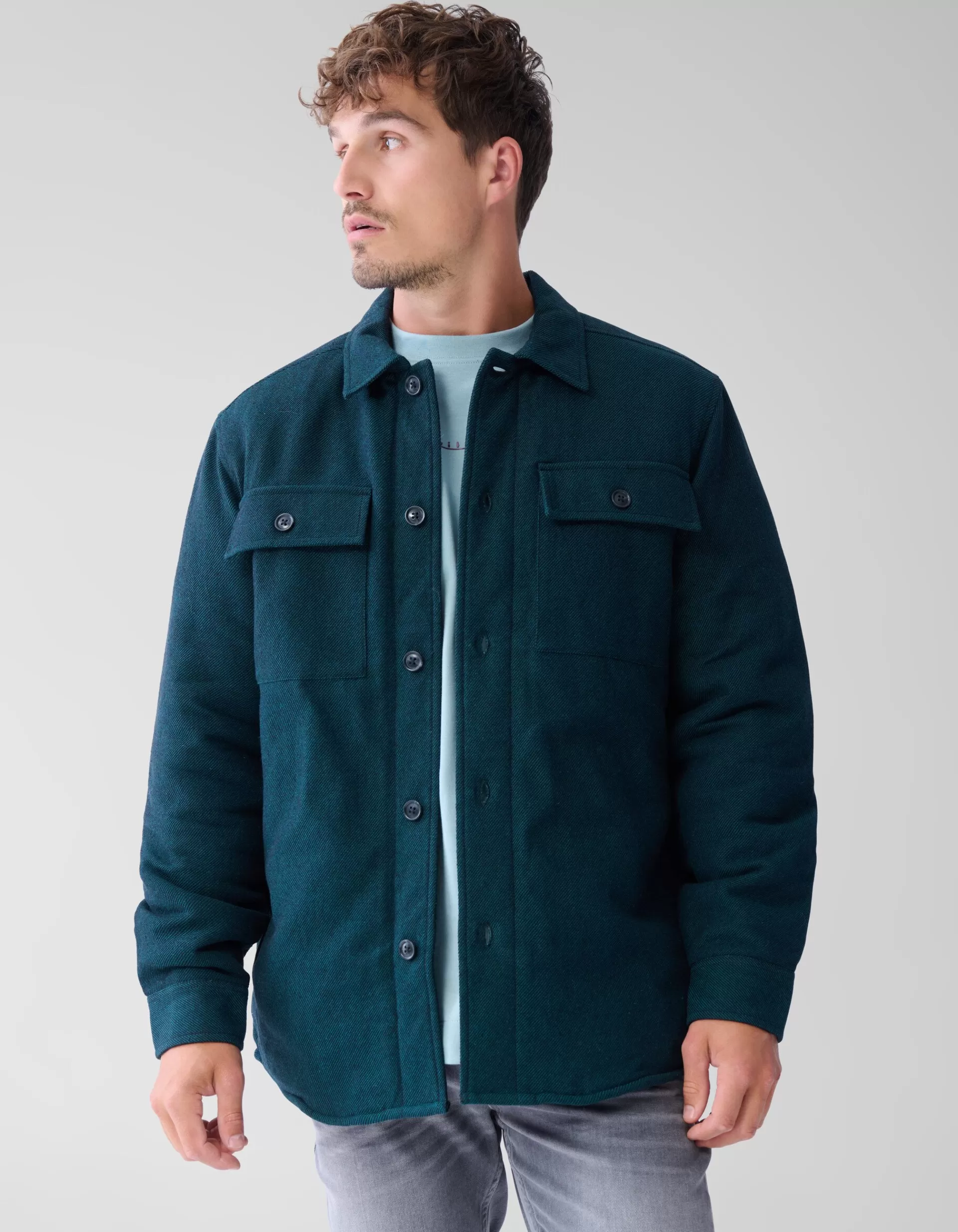 Padded Overshirt Donkergroen>Shoeby Online