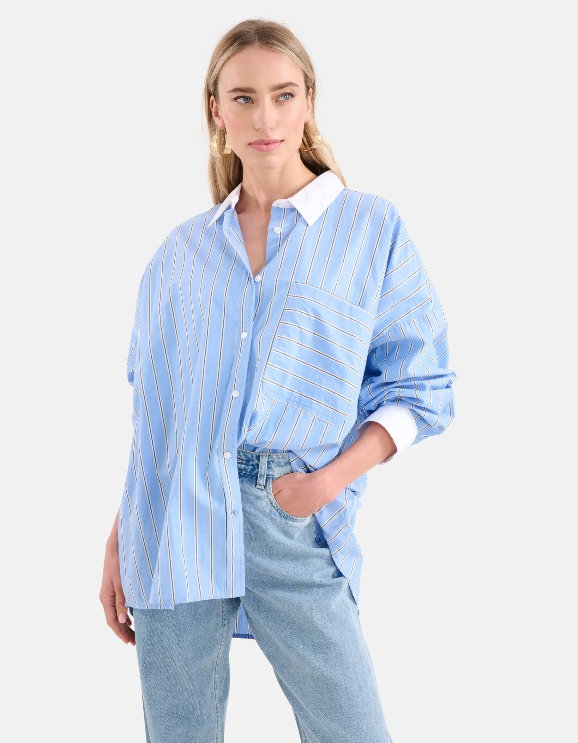 Pinstripe Blouse Lichtblauw By Lonneke>Shoeby Online