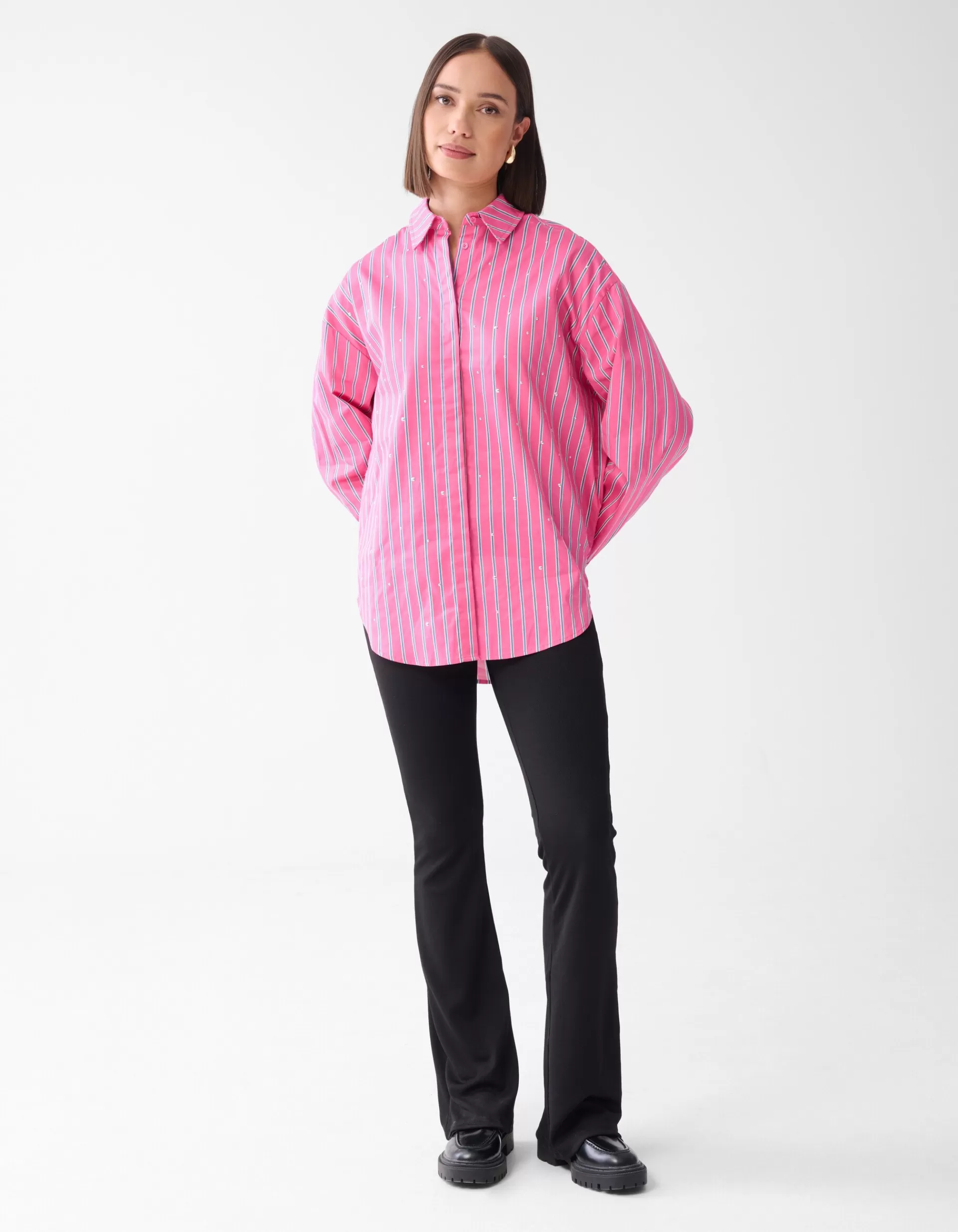 Pinstripe Studs Blouse Roze>Shoeby Clearance