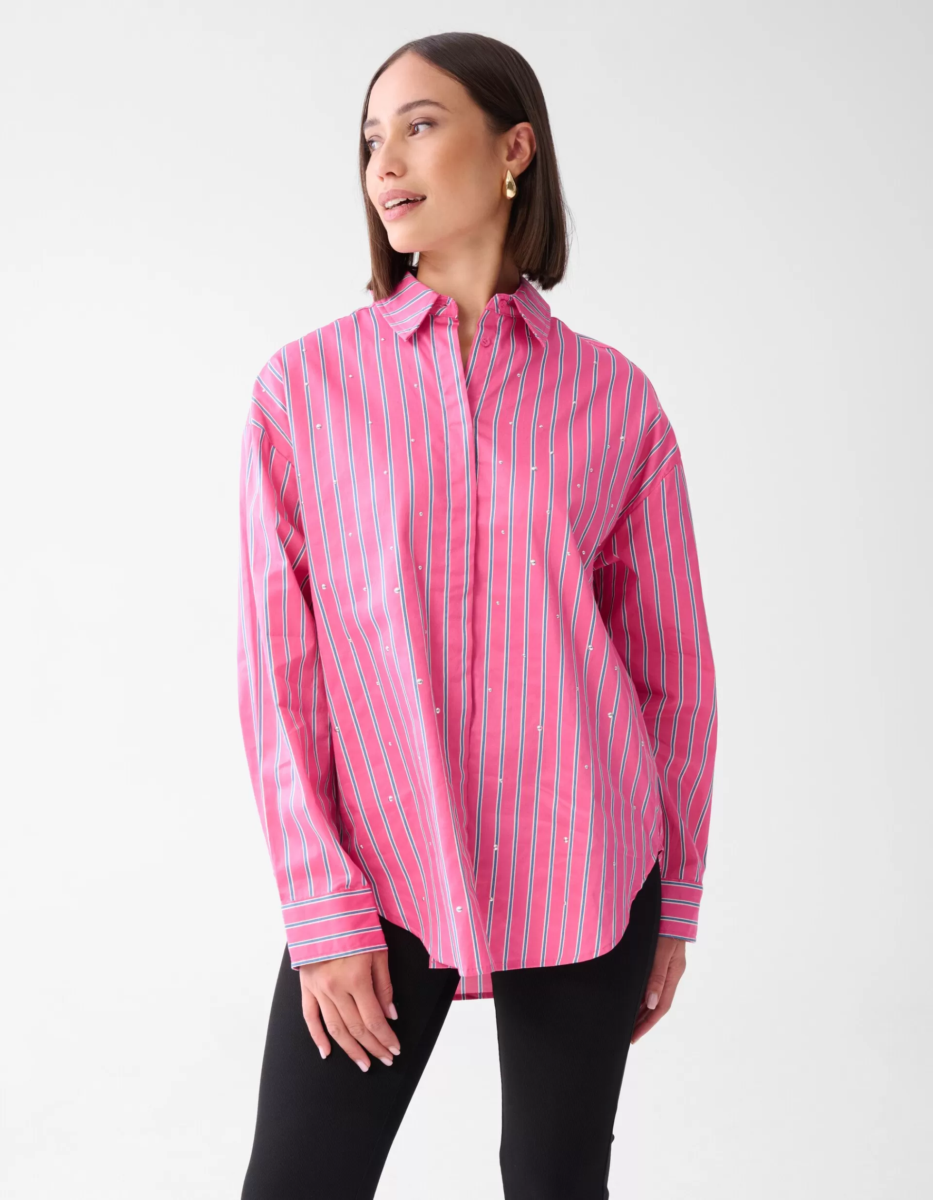 Pinstripe Studs Blouse Roze>Shoeby Clearance