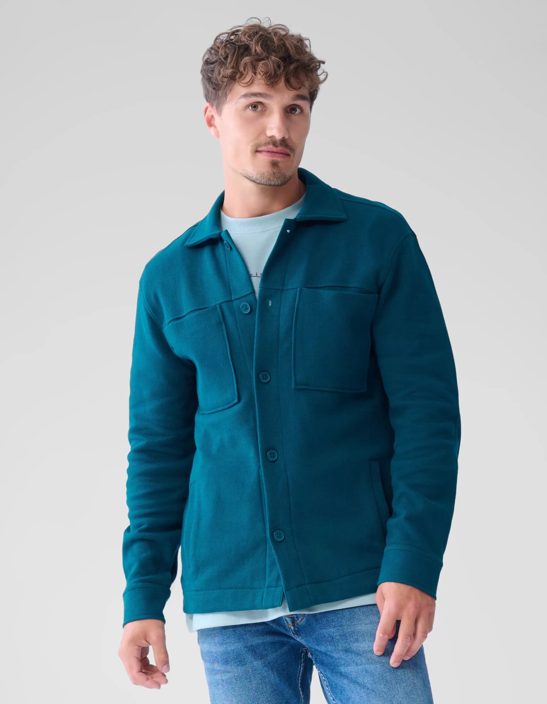 Pique Overshirt Donkergroen>Shoeby Cheap