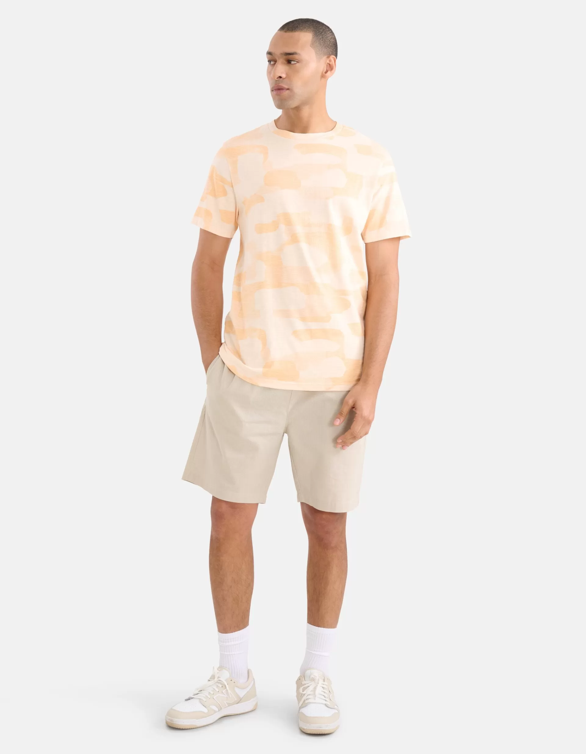 Printed Camo T-shirt Oranje>Shoeby Outlet