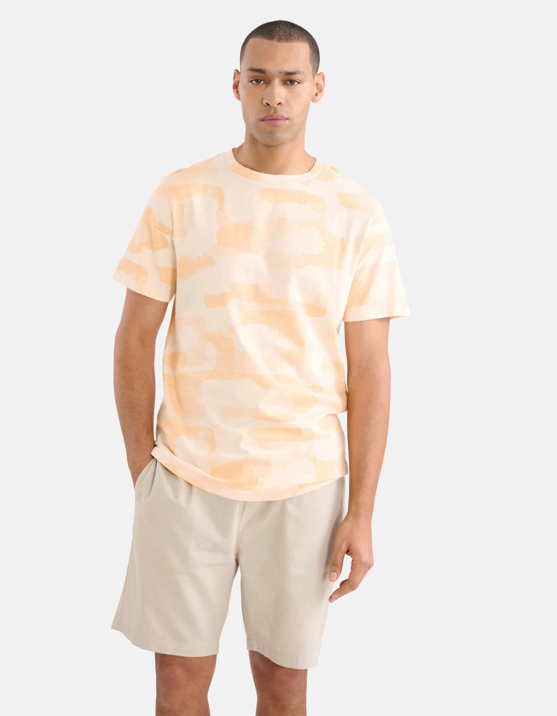 Printed Camo T-shirt Oranje>Shoeby Outlet