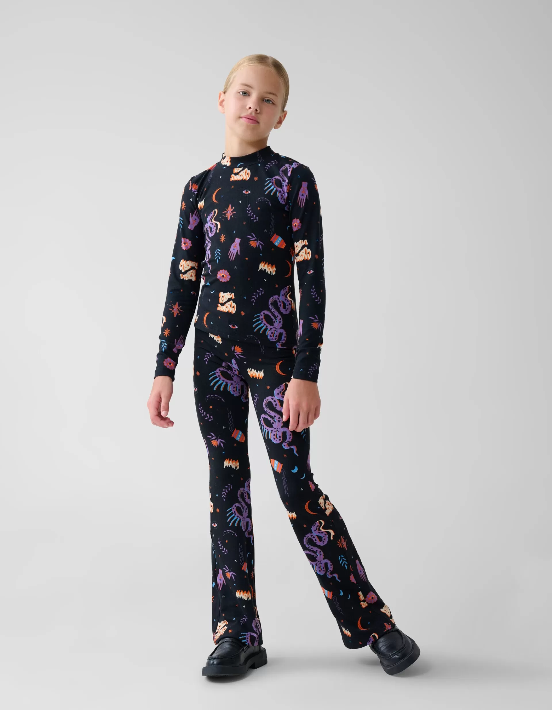 Printed Flared Legging Zwart>Shoeby Fashion