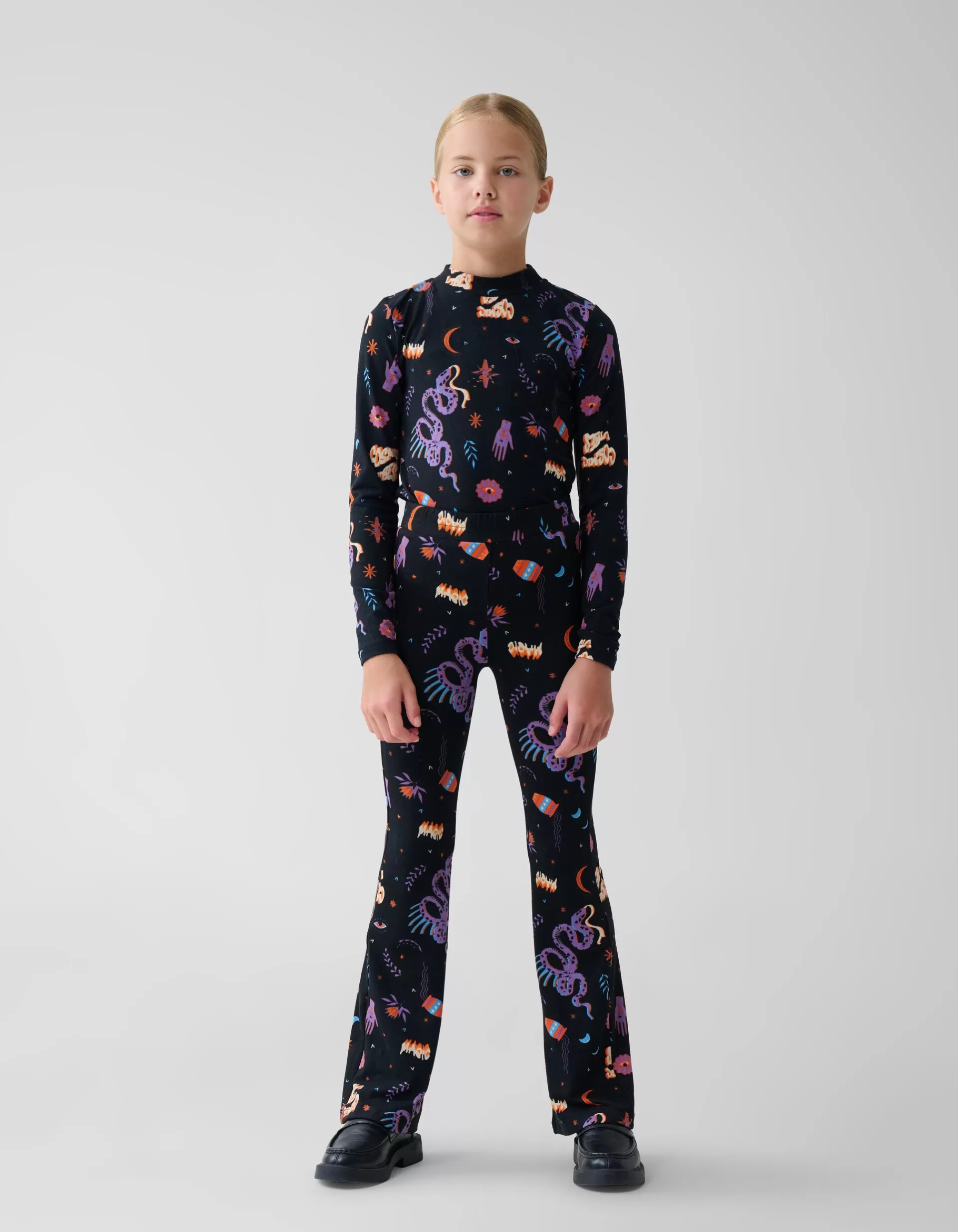 Printed Flared Legging Zwart>Shoeby Fashion