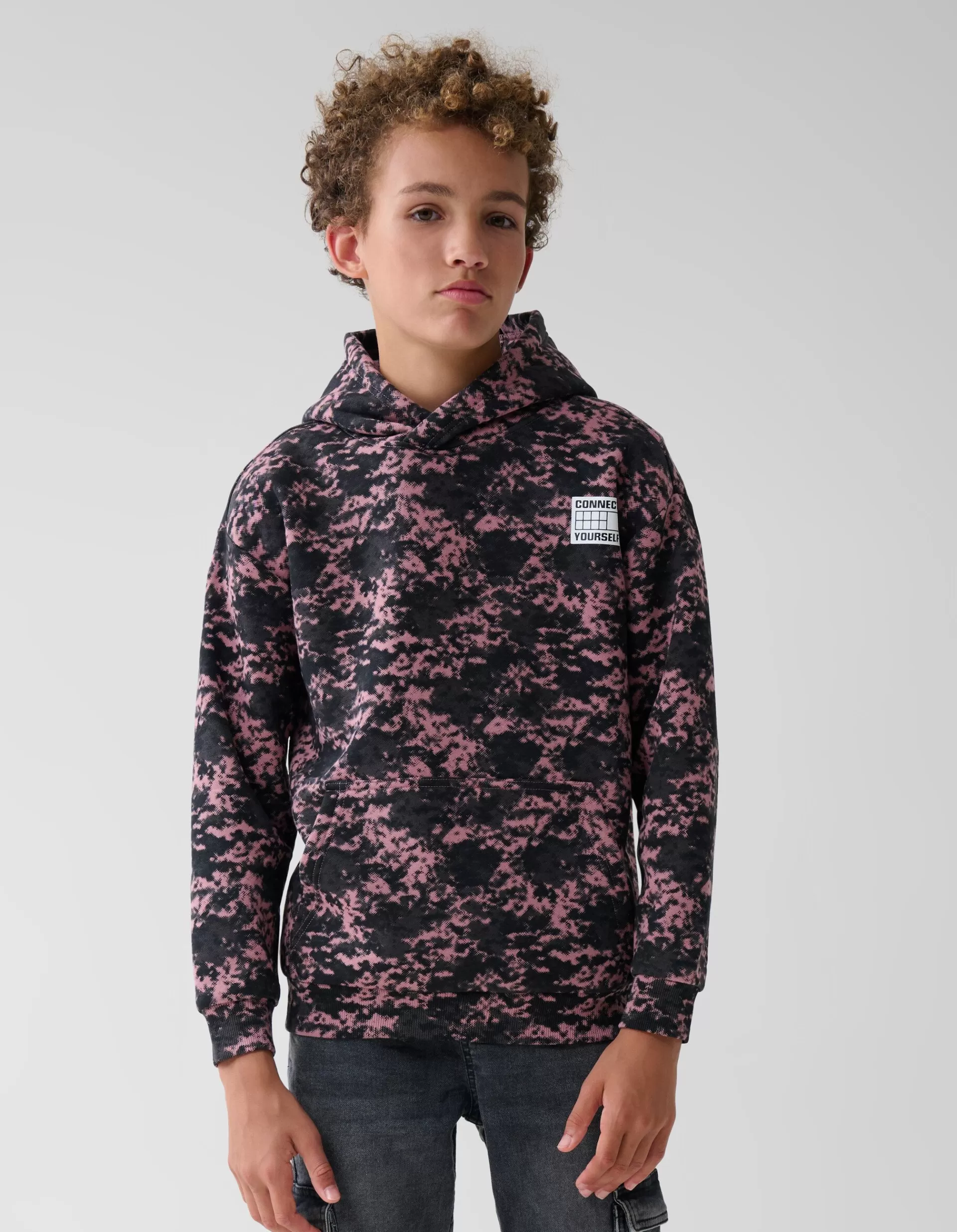 Printed Hoodie Donkerroze>Shoeby Online