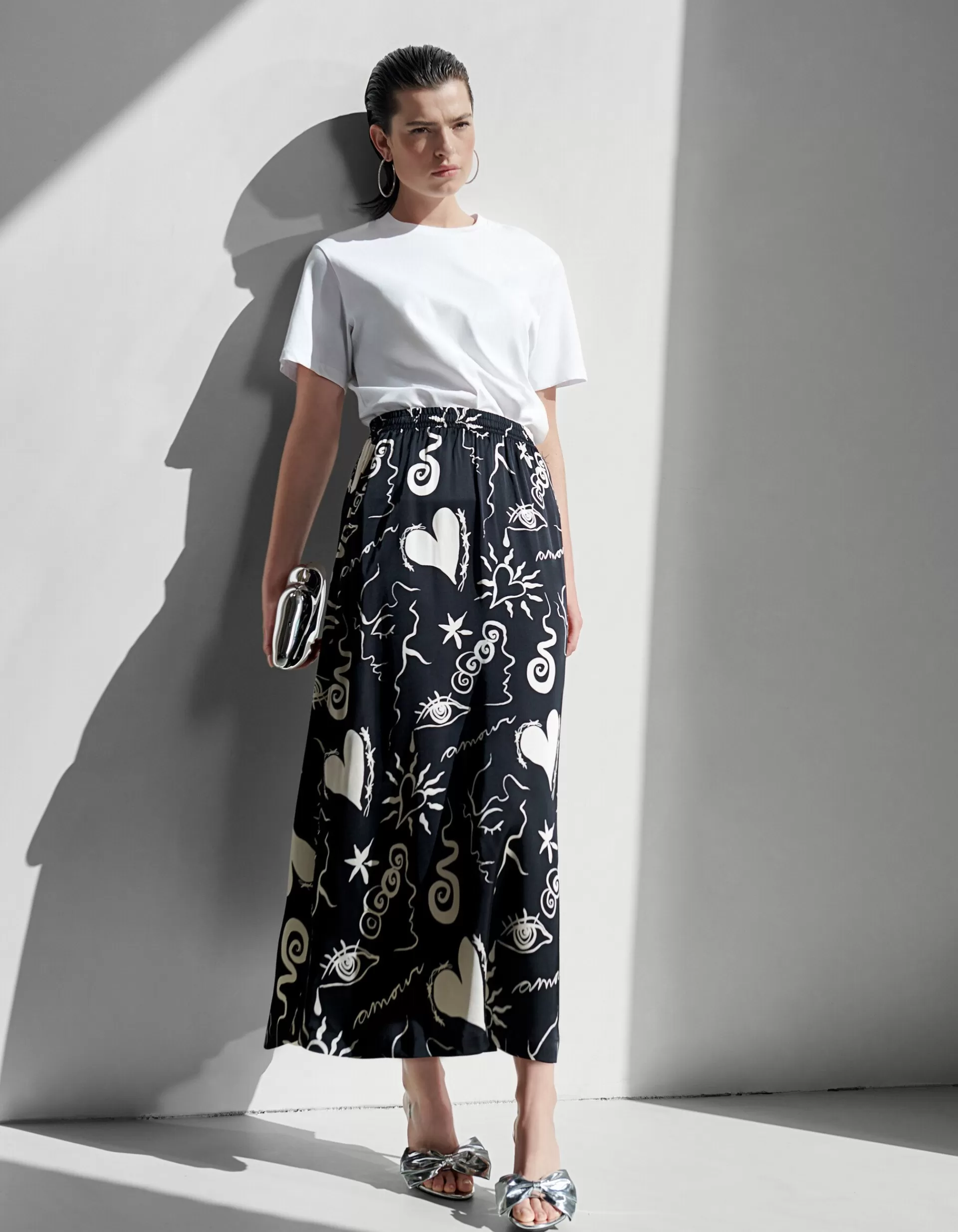 Printed Maxi Rok Zwart>Shoeby Cheap