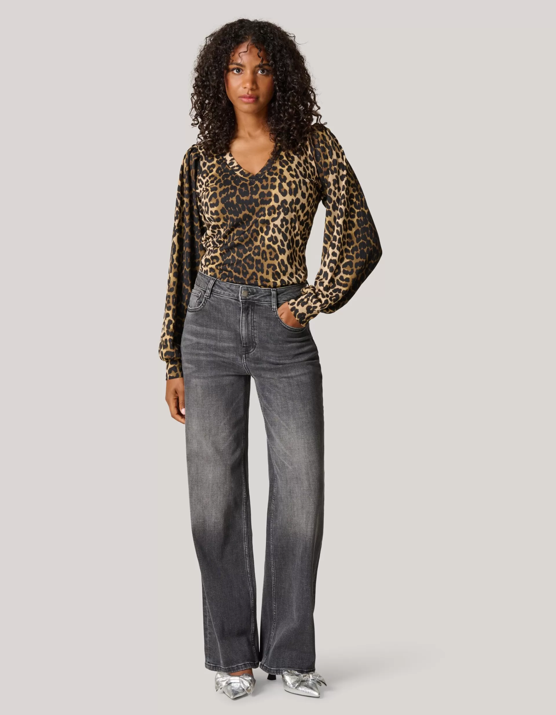 Rib Jersey Leopard Top Bruin>Shoeby Clearance