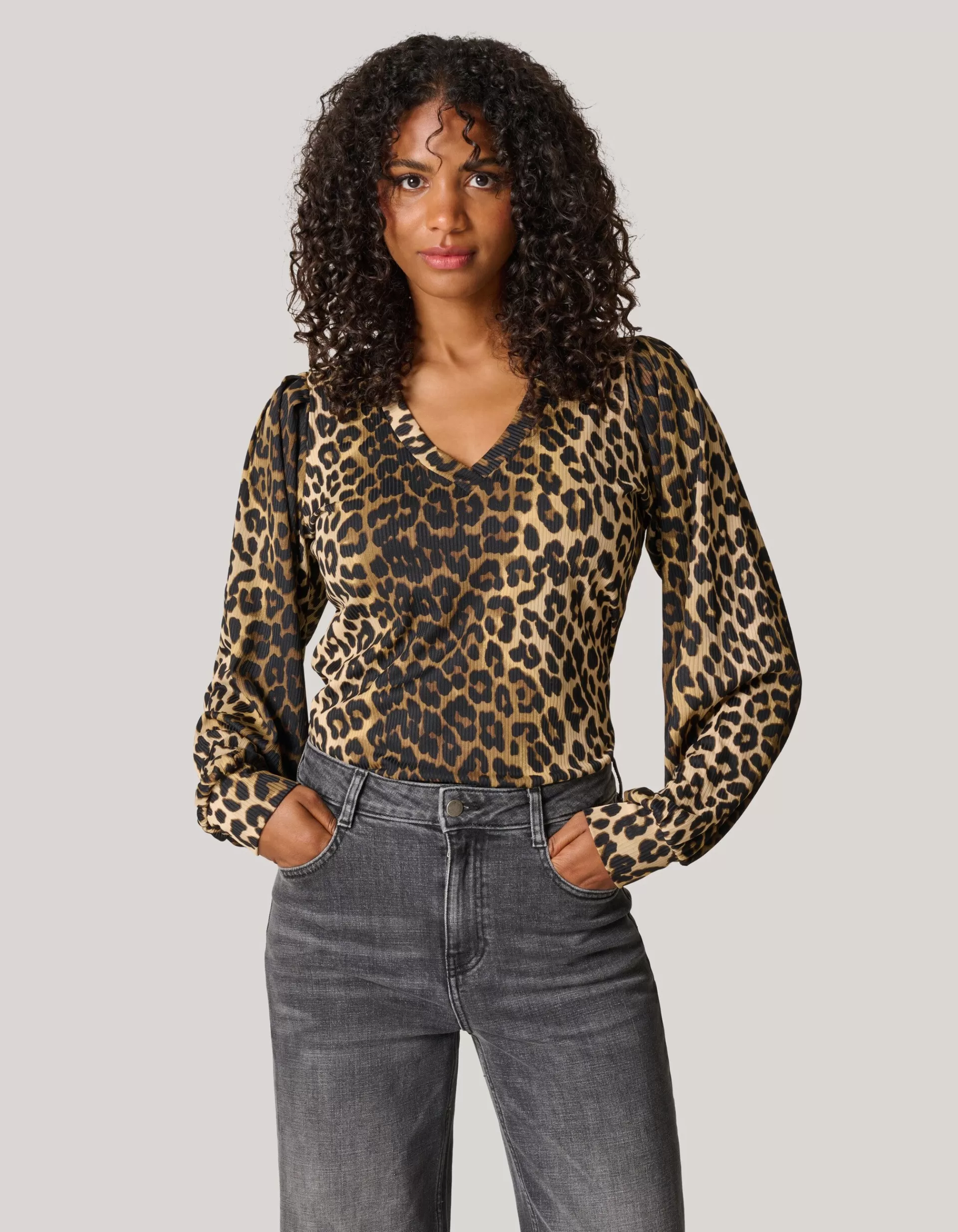 Rib Jersey Leopard Top Bruin>Shoeby Clearance